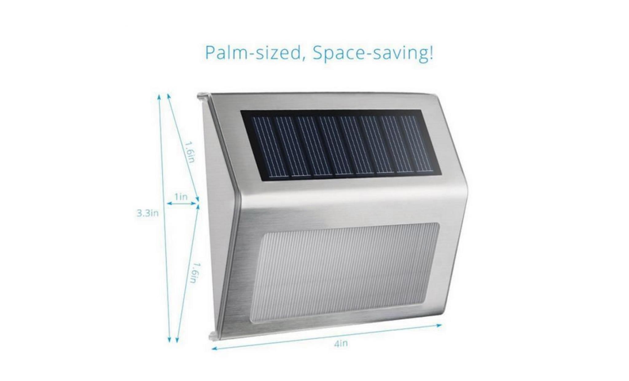 Énergie solaire 2 leds lumières économiseuses d'énergie en acier inoxydable escalier de jardin en plein air lampe de sécurité pas cher