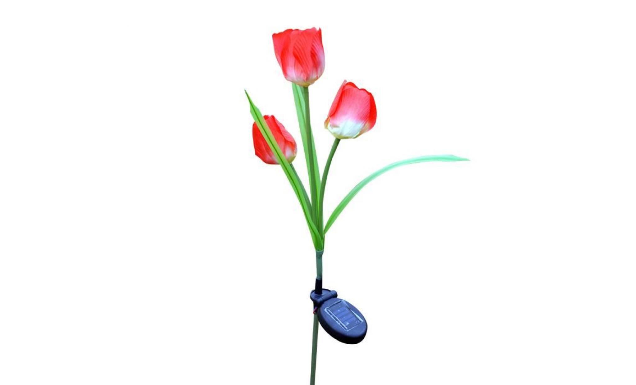 Énergie solaire 3 led de fleur de tulipe chemin de lumière jardin pelouse paysage lampe stake rouge pas cher
