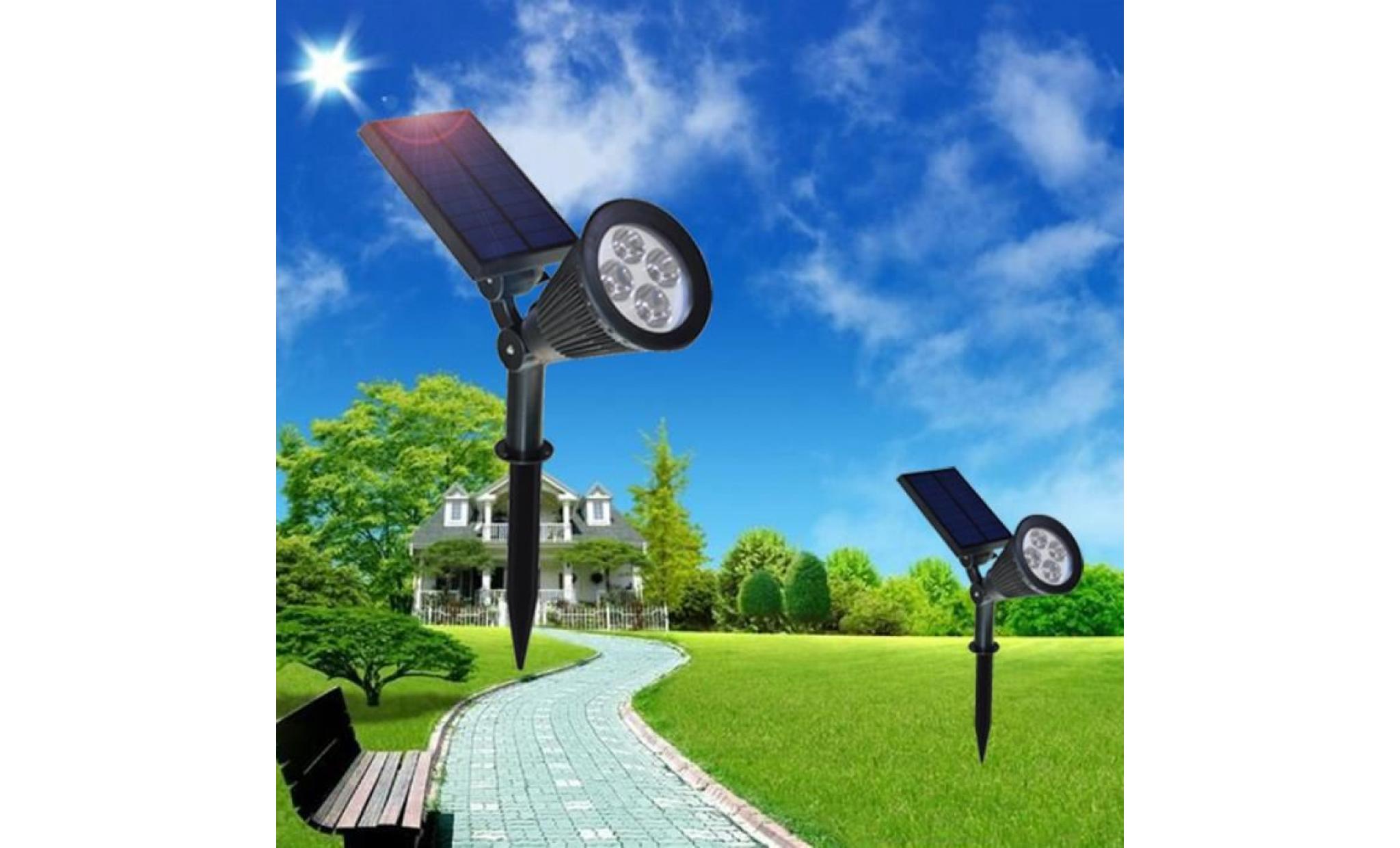 Énergie solaire 4 led de jardin lampe projecteur d'extérieur pelouse paysage imperméable lumières li135@ pas cher