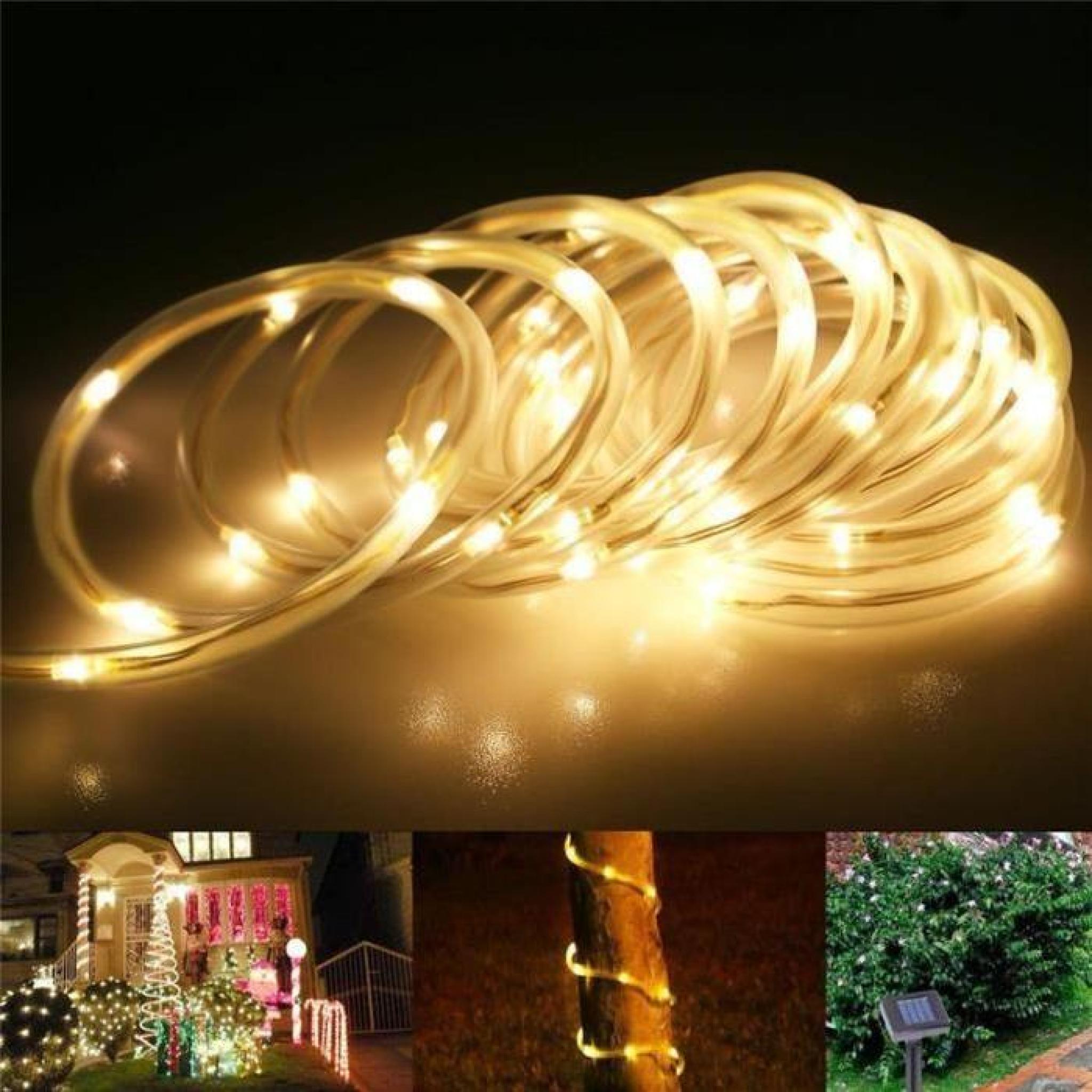Énergie solaire étanche 12M TUBE PVC 100 LED String Party lampions de mariage