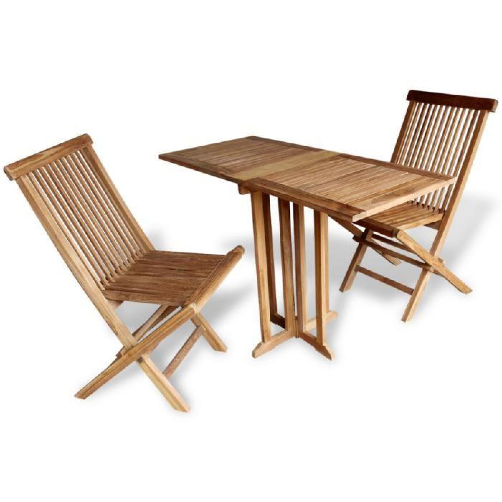 Ensemble 3pcs meuble à manger 1 table de papillon et 2 chaises Pliants d'extérieur détendre jardin/terrasse/patio/balcon en Bois de