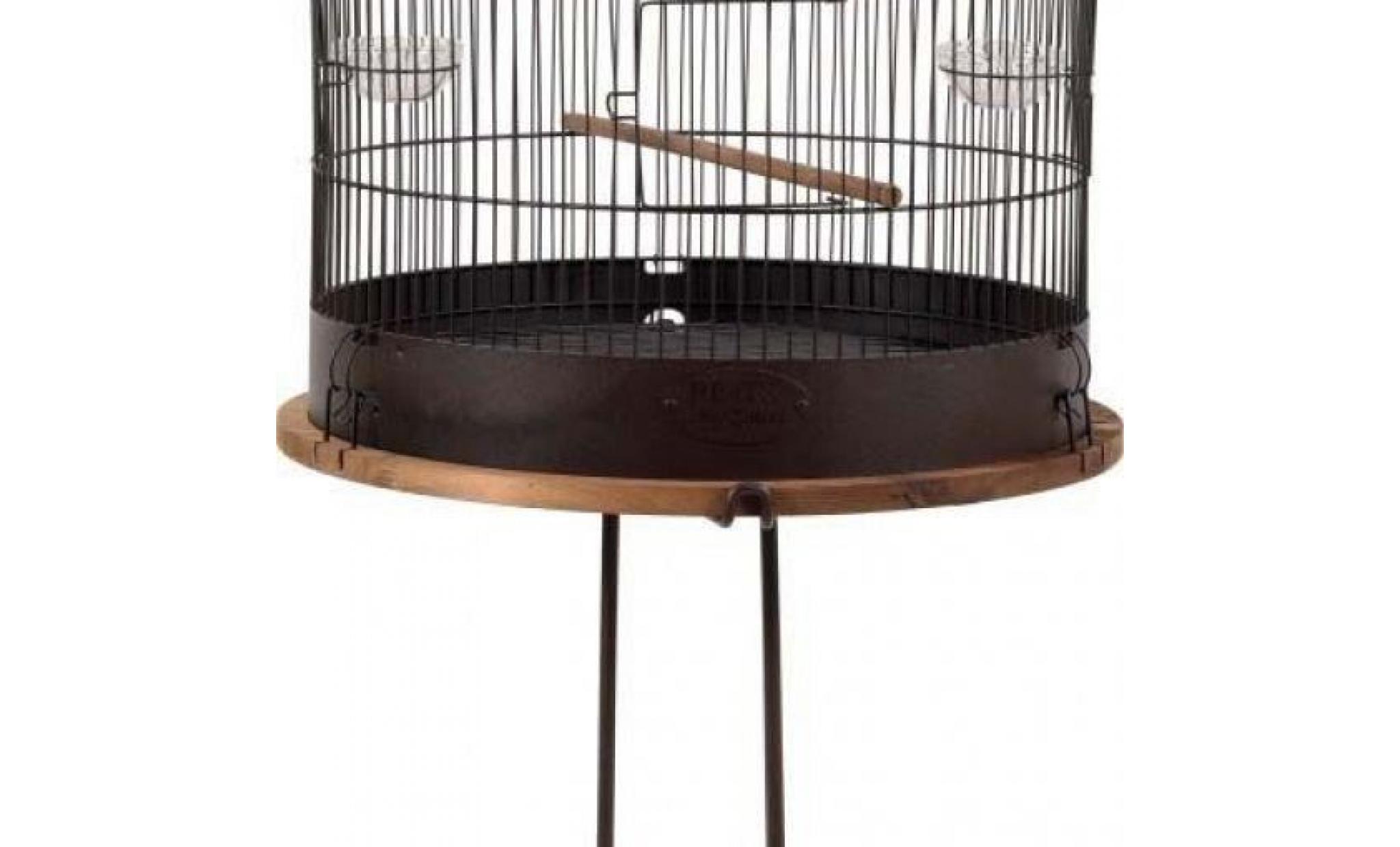 ensemble cage rétro pour oiseaux marthe 45 cm avec pieds    noir