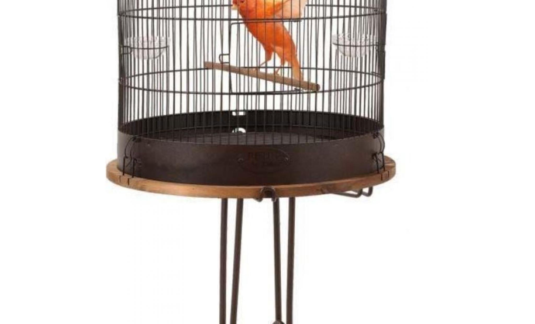 ensemble cage rétro pour oiseaux marthe 45 cm avec pieds    noir pas cher