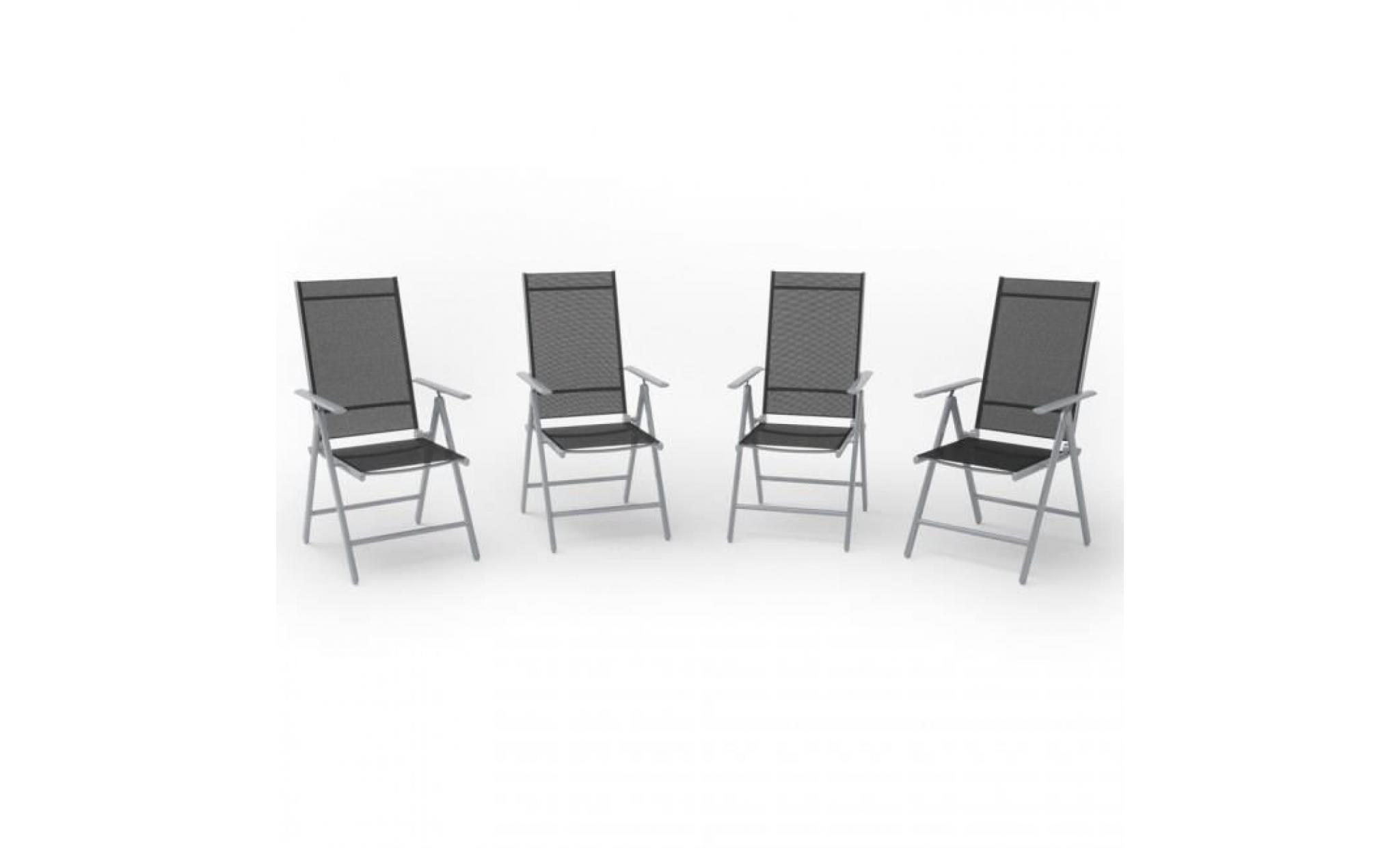 ensemble de 4 chaise de jardin alu chaise pliante chaise longue camping