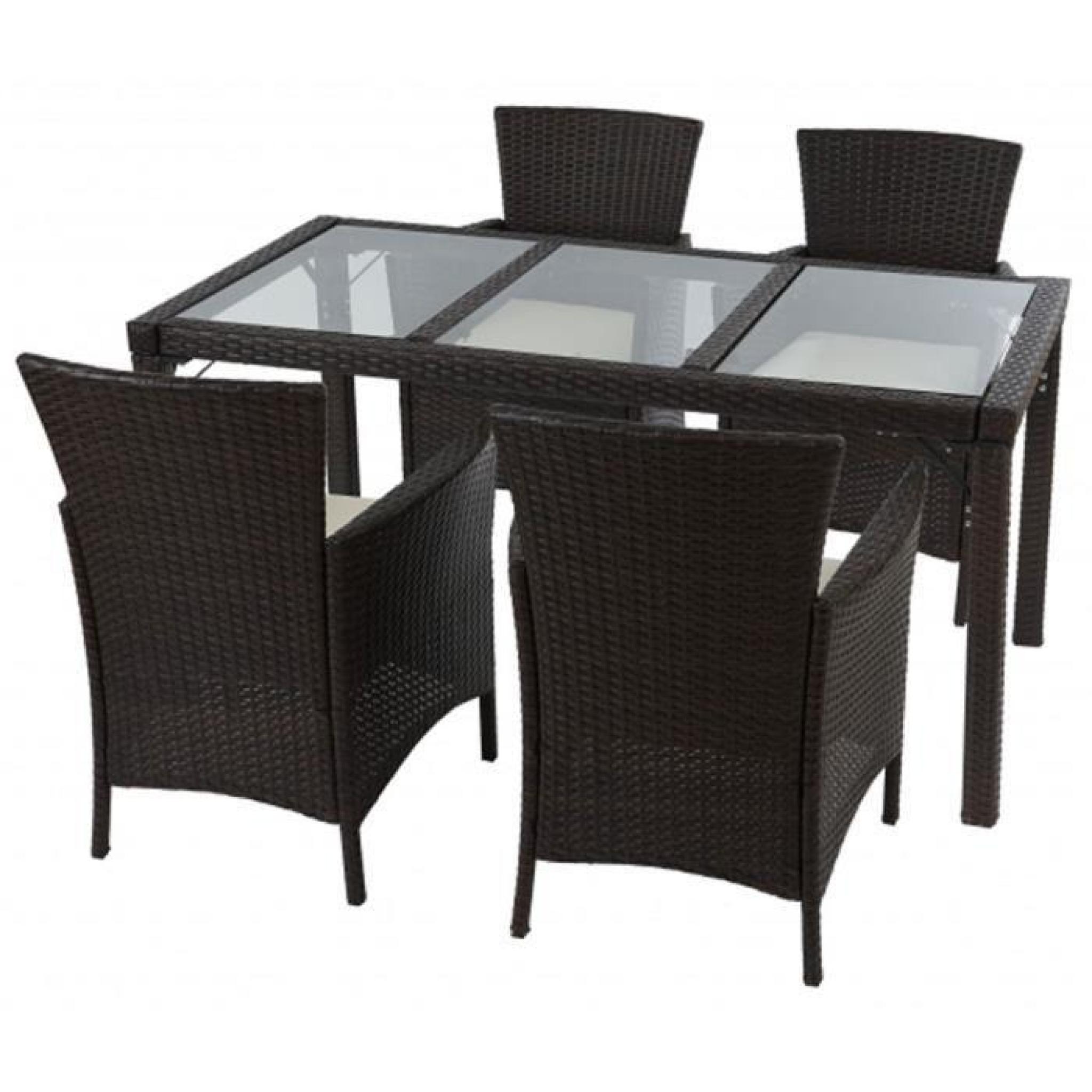 Ensemble de 4 chaises et table de 150 x 80 cm, cadre en aluminium