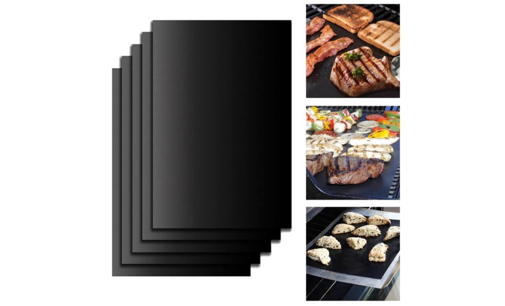 ensemble de 5pcs / set anti étagère bbq grill barbecue baking liners plaques de cuisson réutilisables en teflon outil de cuisine