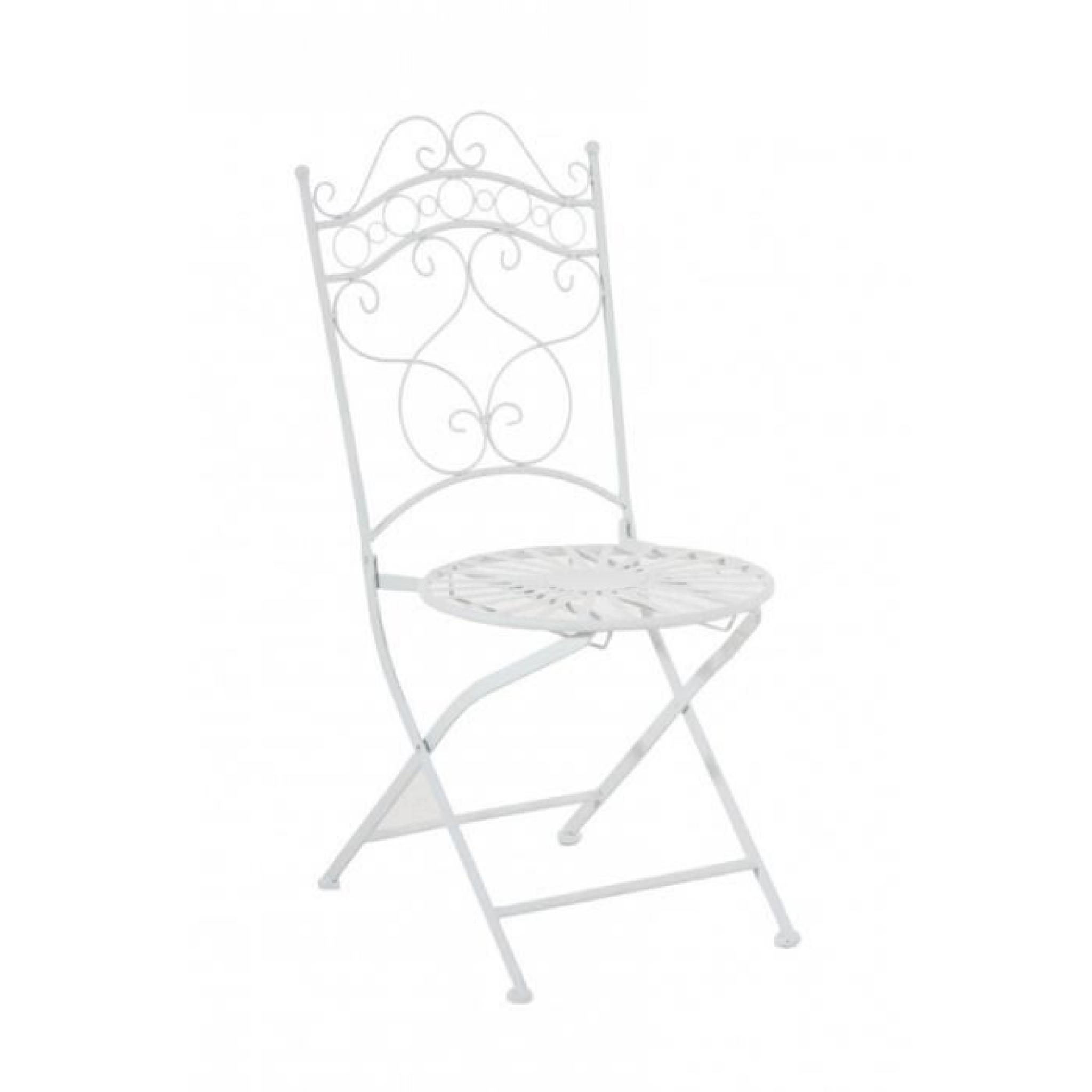 Ensemble de jardin avac table + 2 chaises en métal vert vieilli MDJ10032 pas cher