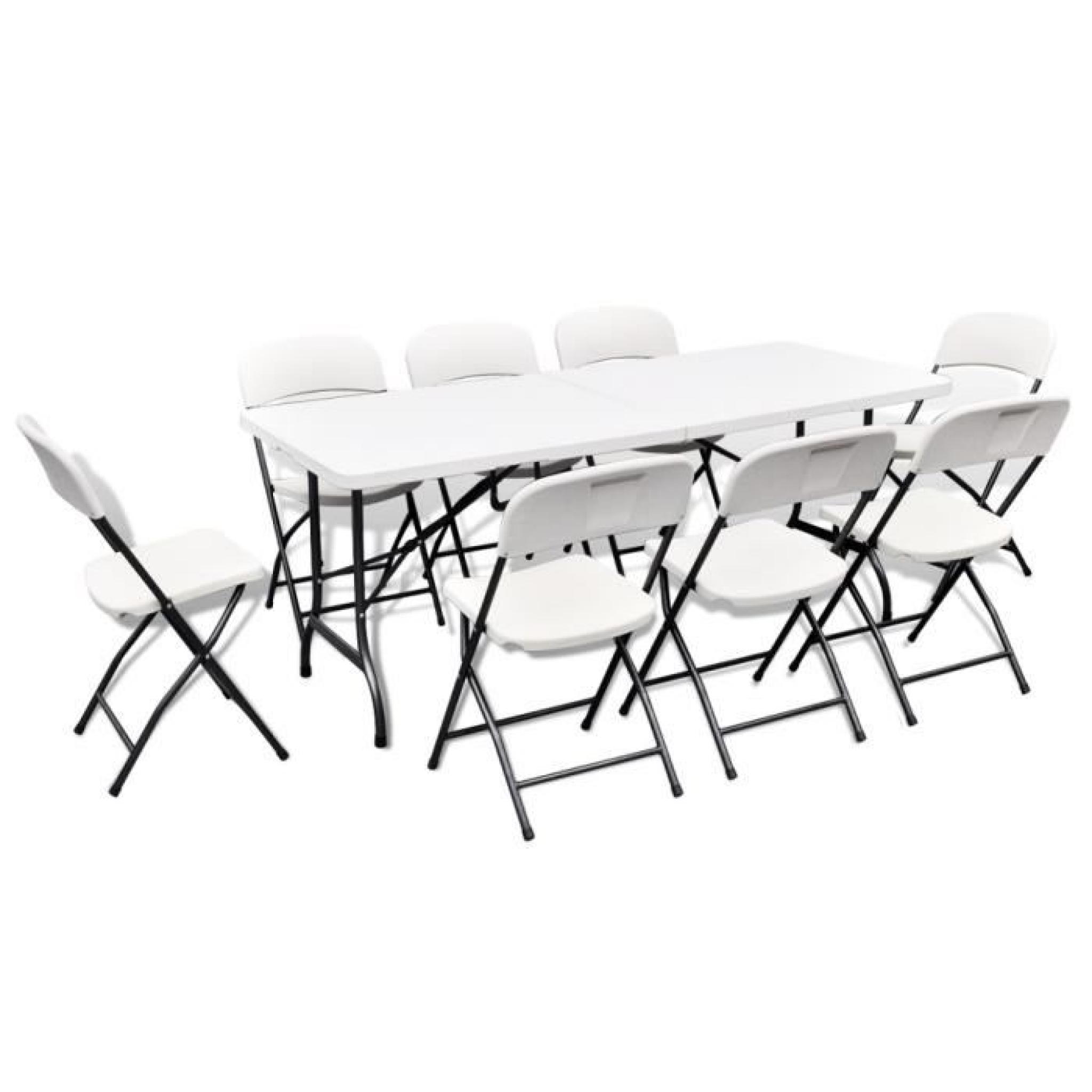Ensemble table de jardin pliable avec 8 chaises blanc MAJA+