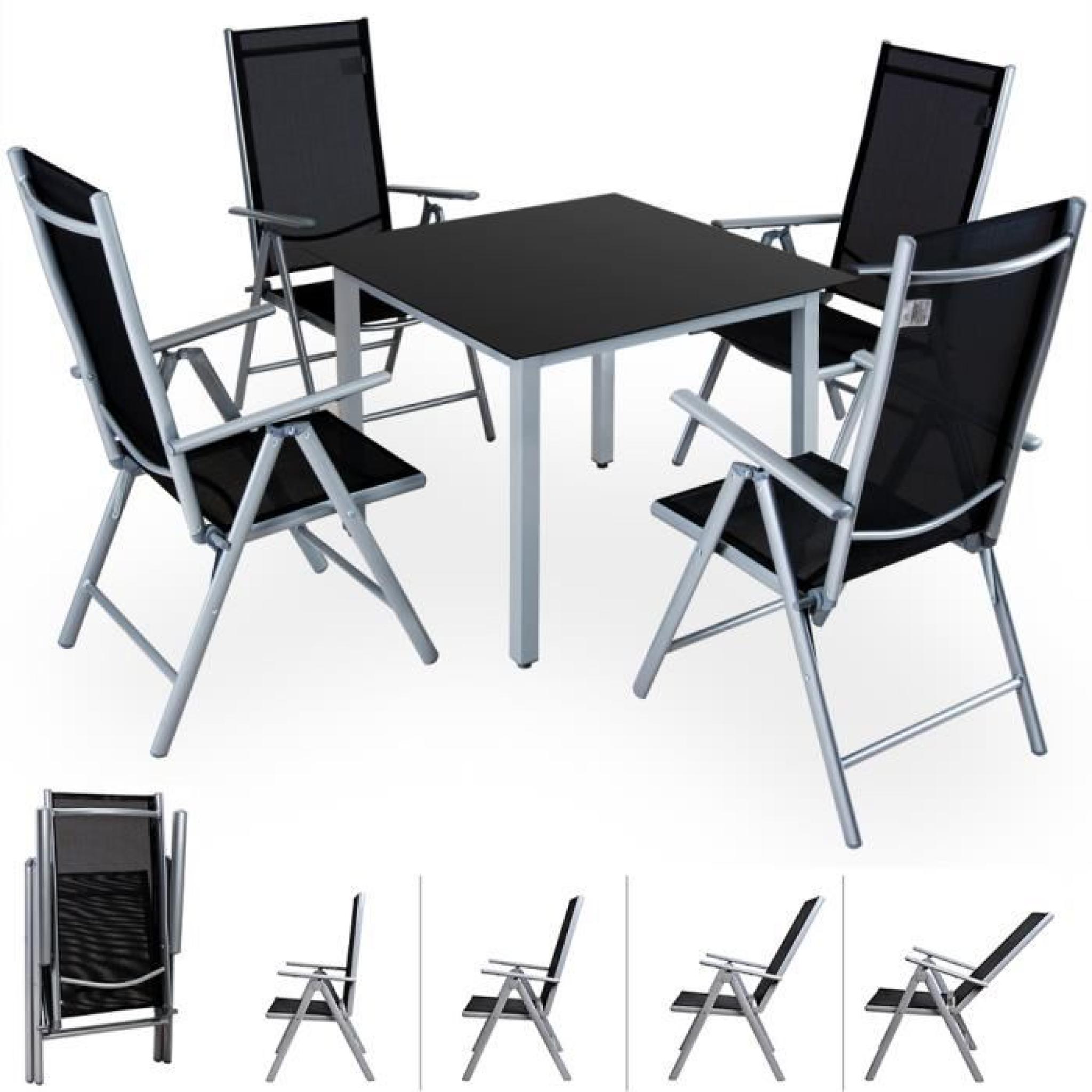 Ensemble table et chaises Bern 4 et 1 en aluminium avec chaises pliables