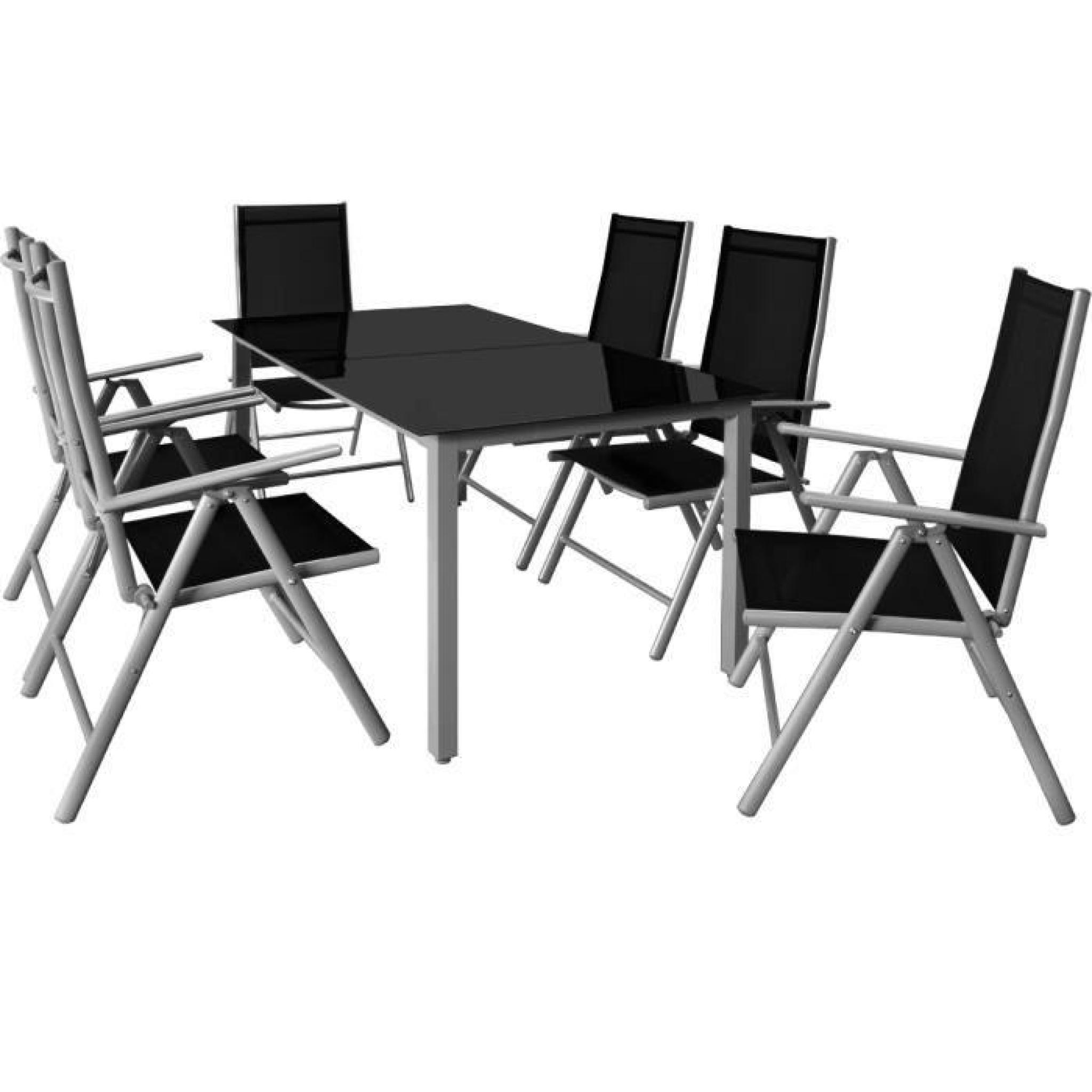 Ensemble table et chaises Bern 6 et 1 salon de jardin en aluminium avec chaises pliables