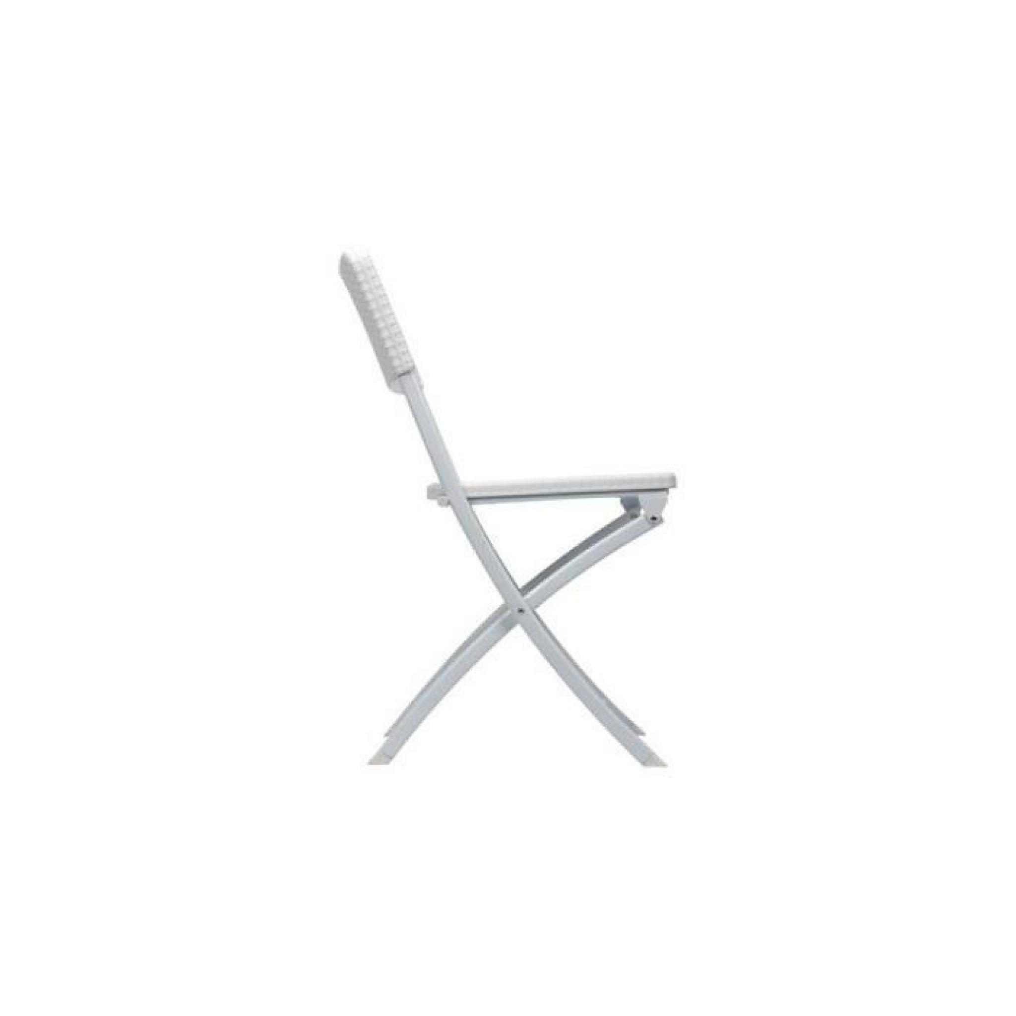 Ensemble Table valise + 6 chaises pliantes - imitation rotin blanc pas cher