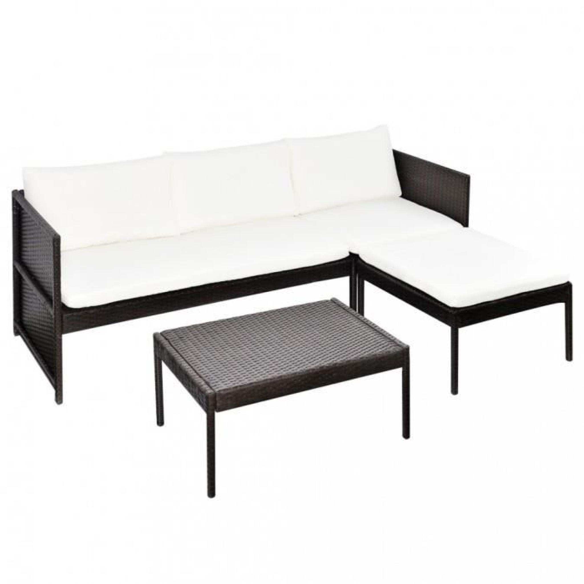 Ensembles de meubles d'exterieur Salon d'exterieur noir avec canape 3 places en polyrotin