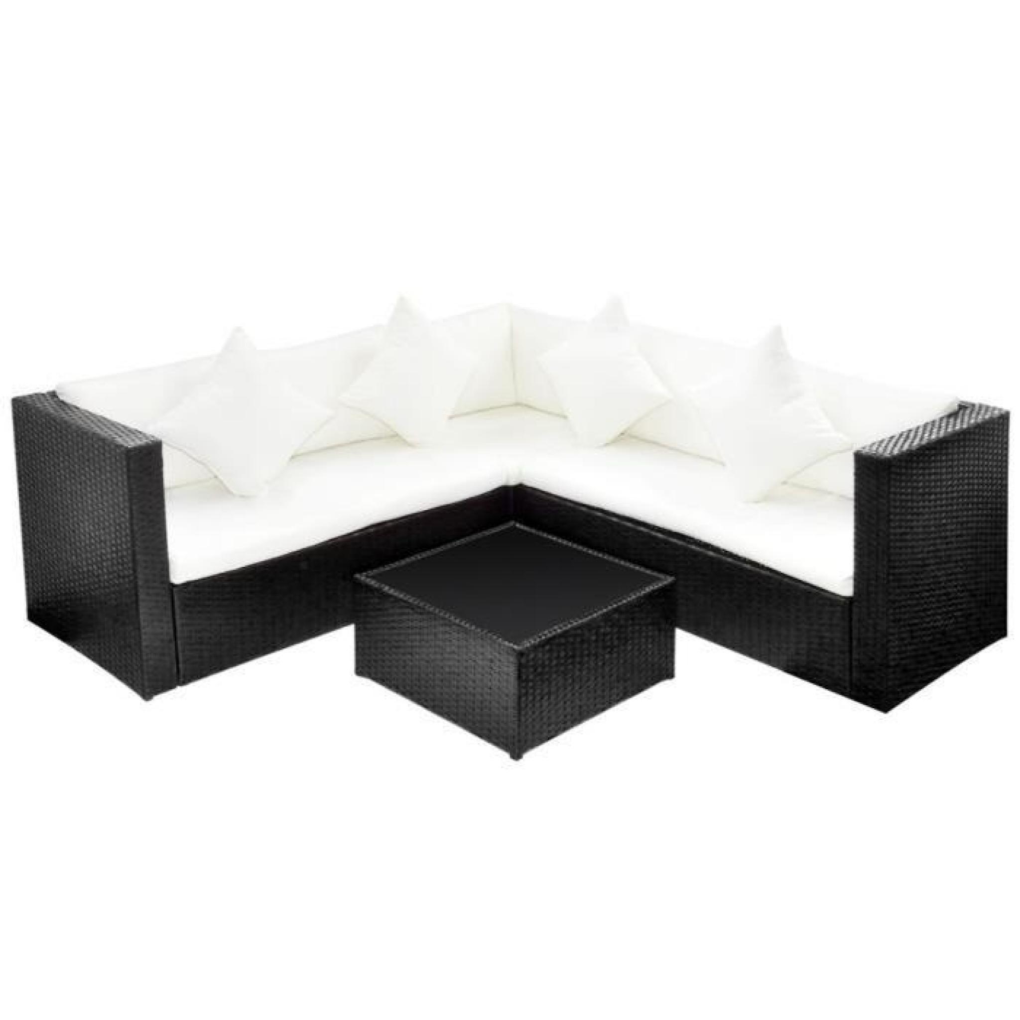 Ensembles de meubles d'exterieur Salon de jardin avec canape 2 places en polyrotin noir