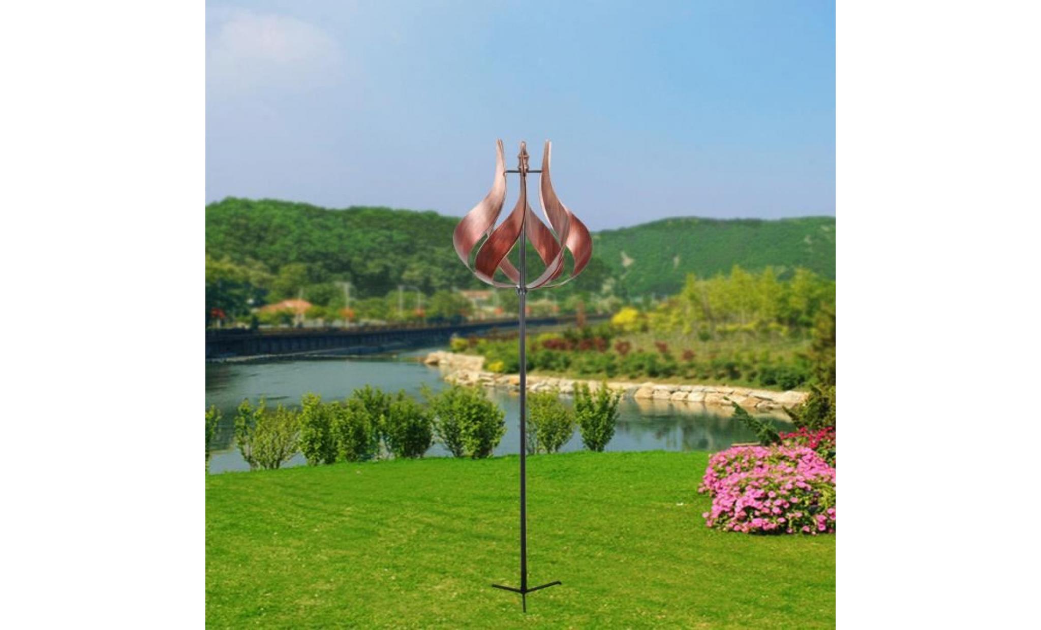 eolienne décoration jardin moulin à vent girouette en métal bronze peaktop 3016387 pas cher