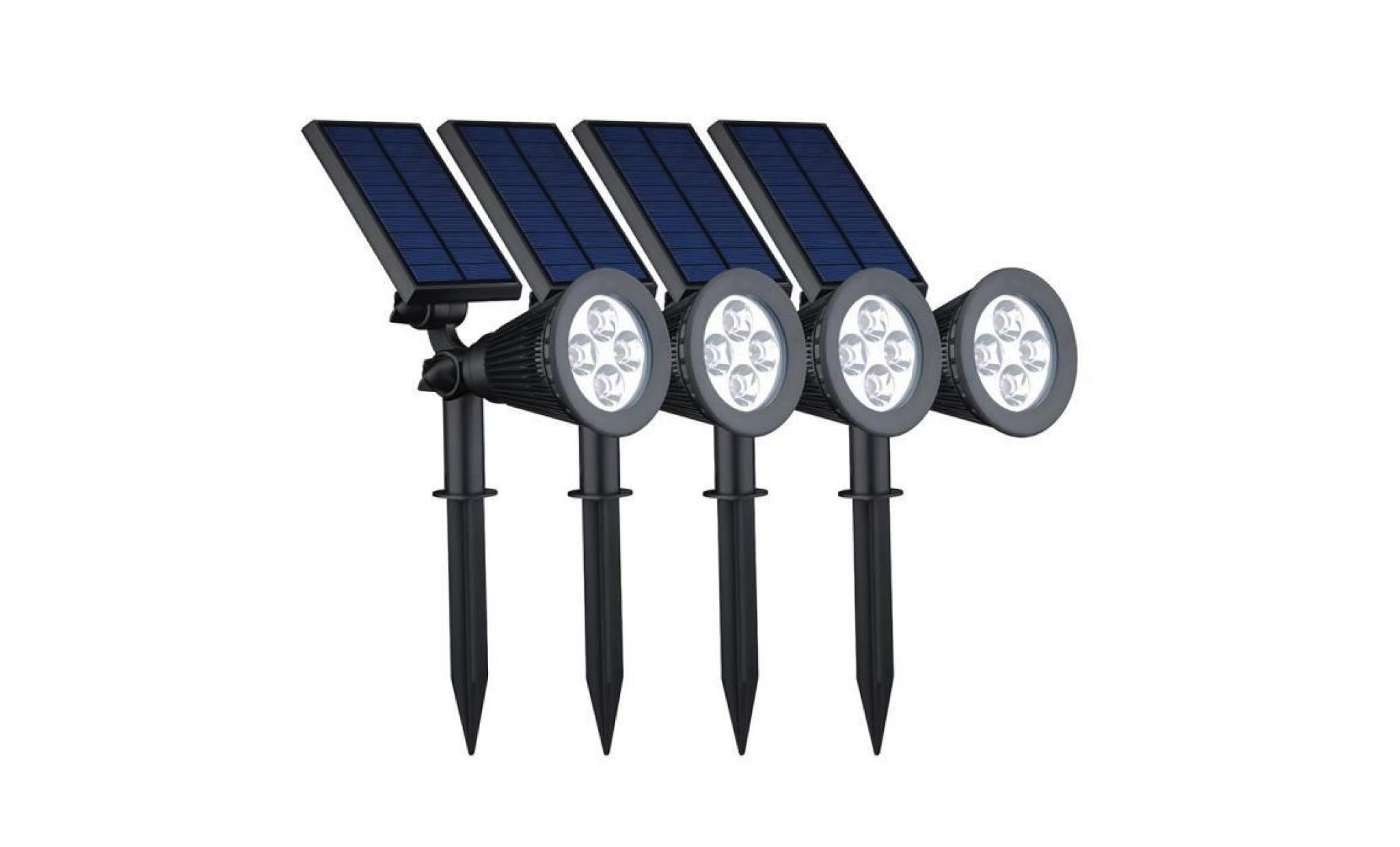 eon fad® 4 pack spot à led extérieur waterproof lumière d'extérieur solaire etanche pour paysage, arbre, voie, jardin, terrain, pelo
