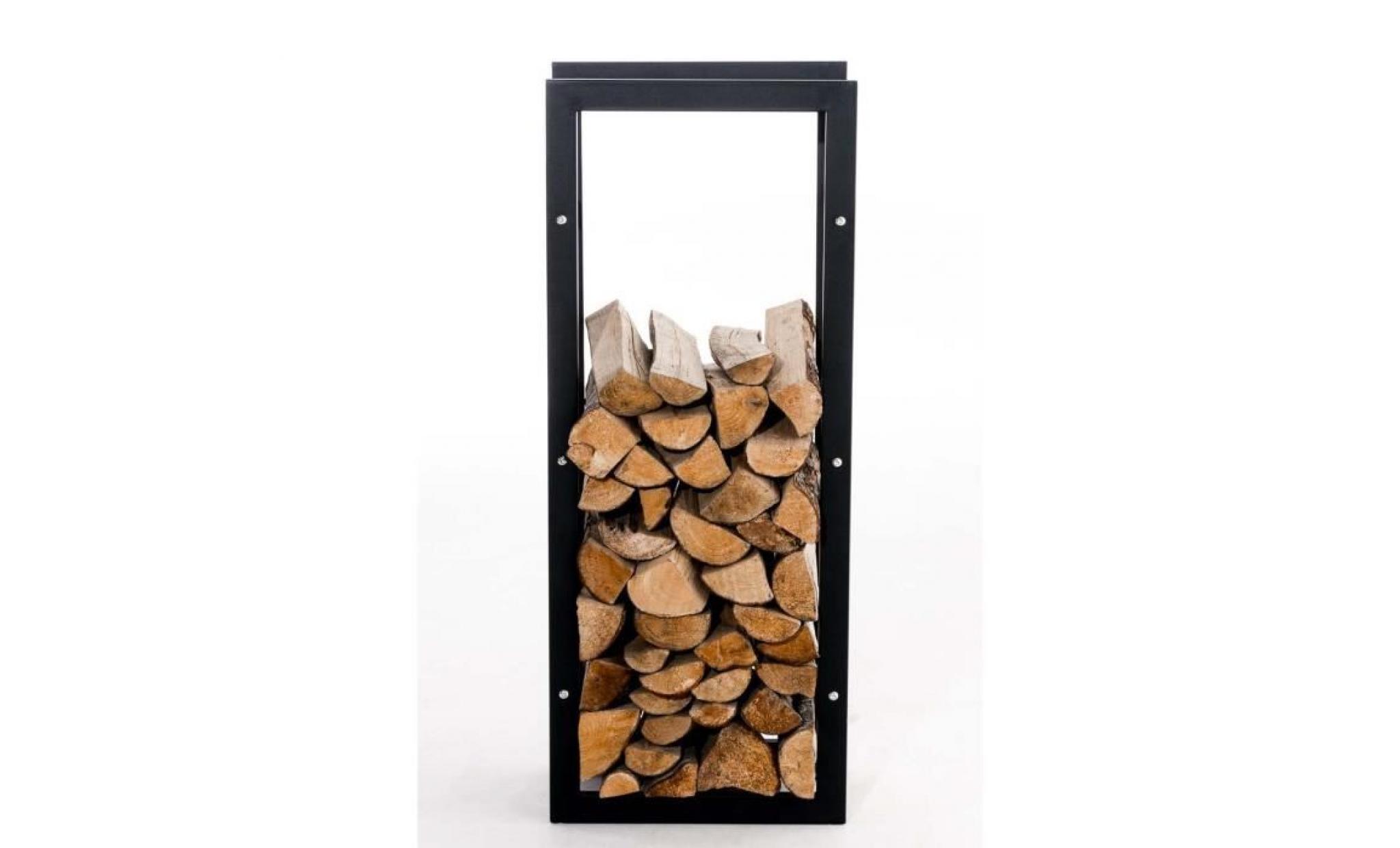 Étagère porte bois de cheminée keri v3   porte bûches moderne en métal noir mat   différnetes tailles disponibles: 25 x 40 x 100 cm pas cher