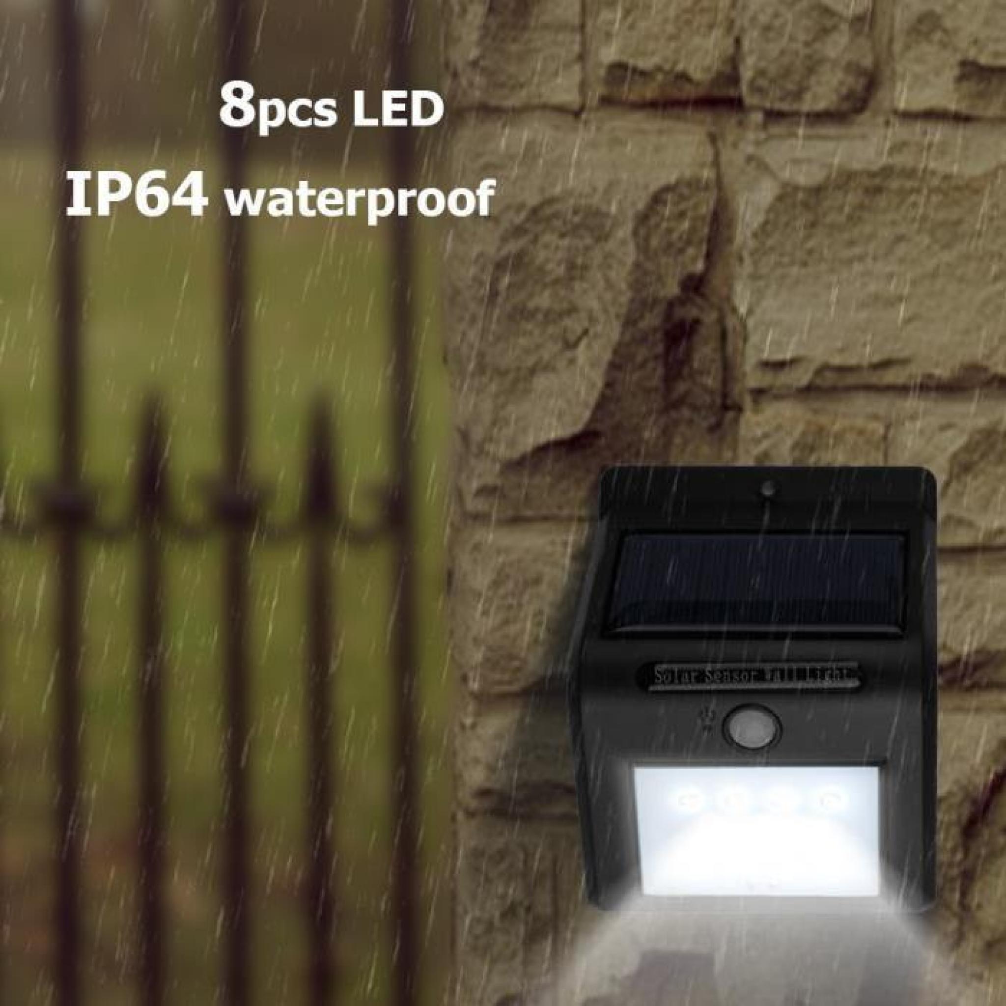 étanche IP64 8 SMD LED Lampe murale solaire Extérieur Applique murale capteur de mouvement pour clôture patios jardin jardin toit pas cher