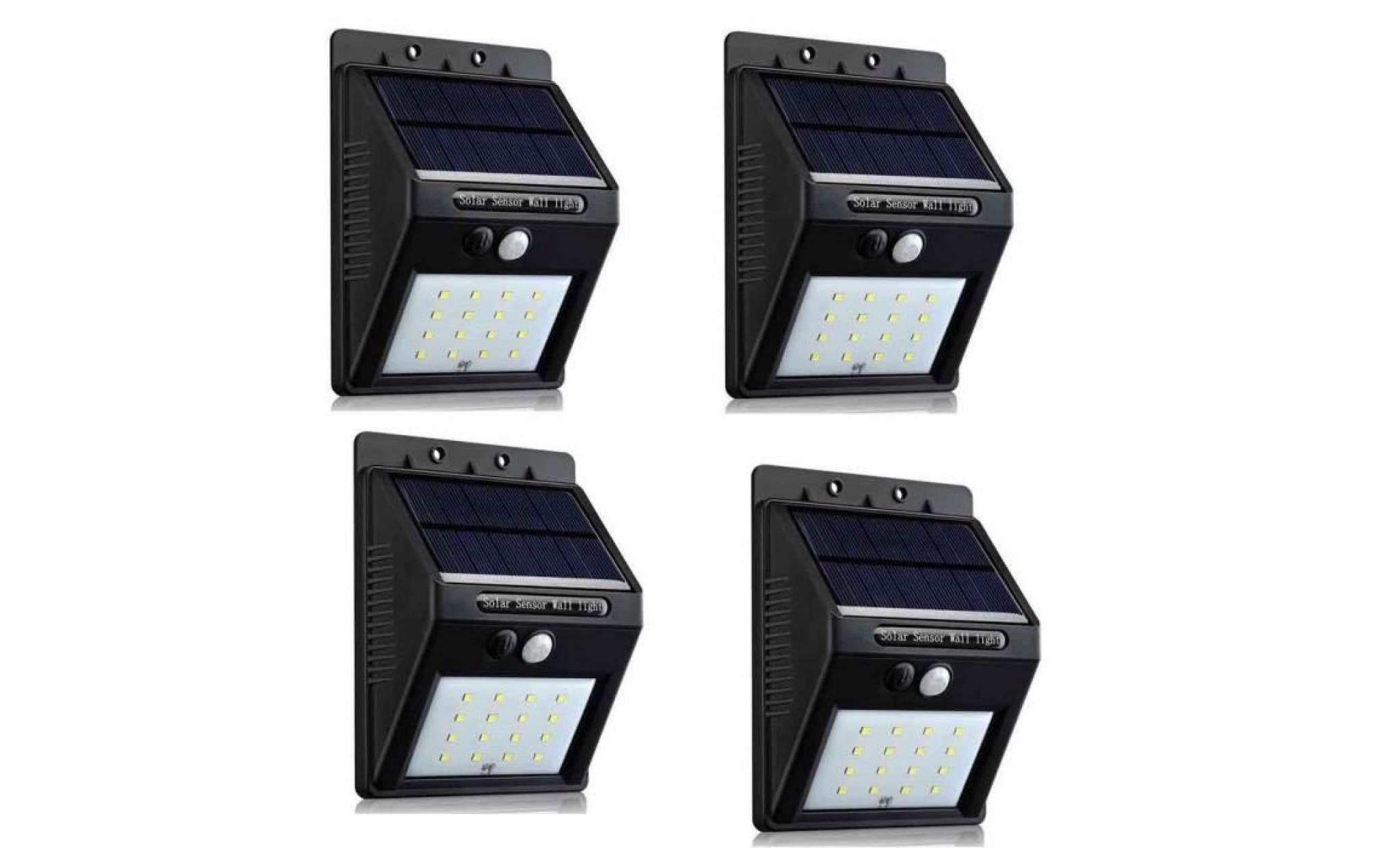 exbon® 4 pcs 20led lampe solaire sans fil de sécurité fil avec détecteur de mouvement et à Énergie solaire pour zones