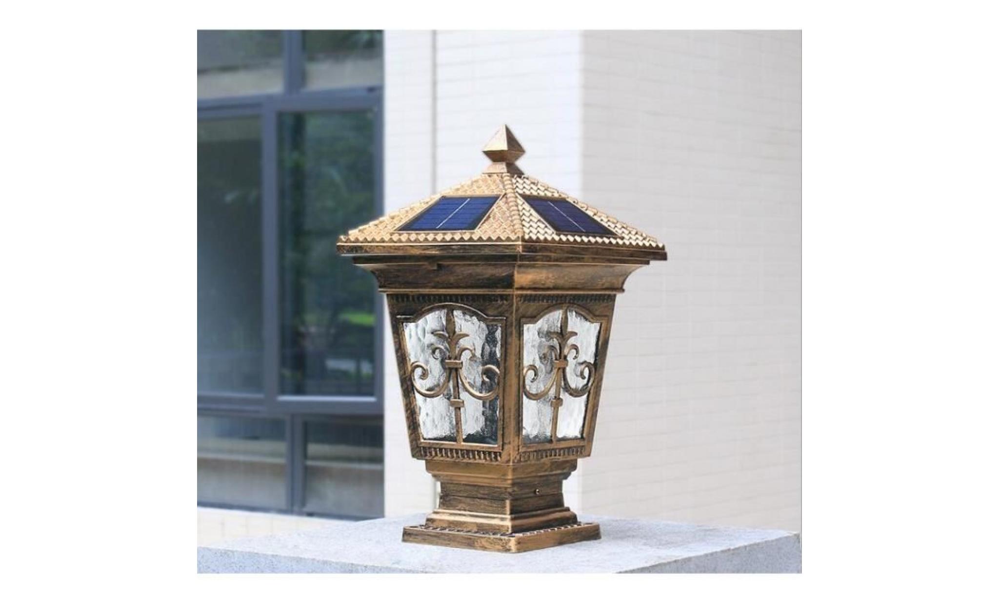 exbon® led solaire lampe pilier jardin colonne exterieur chemin bronze 20cm 2w