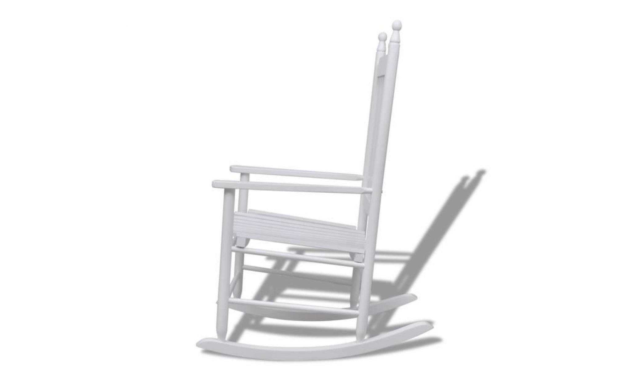 fauteuil à bascule blanc chaise de relaxation en bois massif pour intérieur salon extérieur jardin patio ou terrasse pas cher