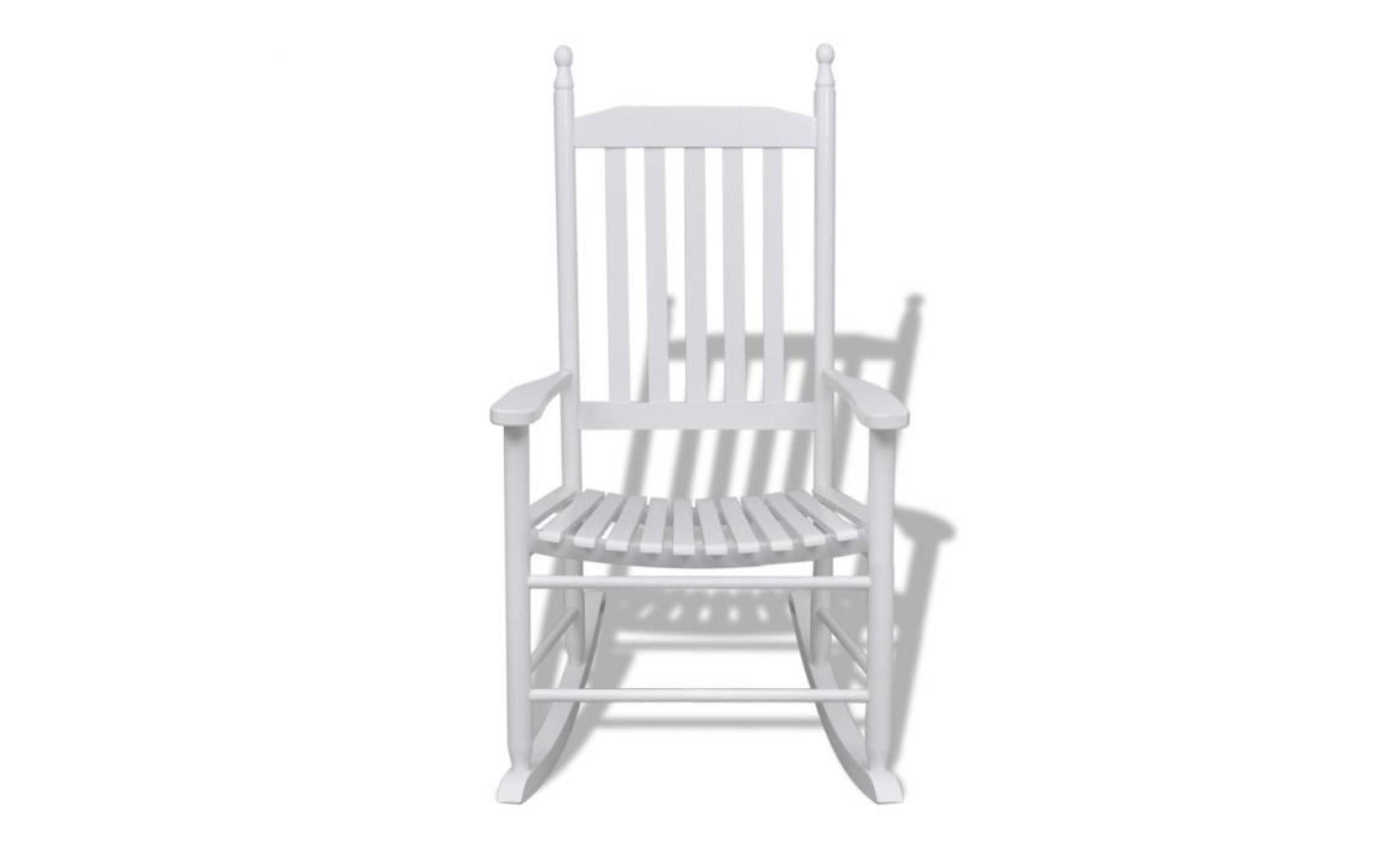 fauteuil à bascule blanc chaise de relaxation en bois massif pour intérieur salon extérieur jardin patio ou terrasse pas cher