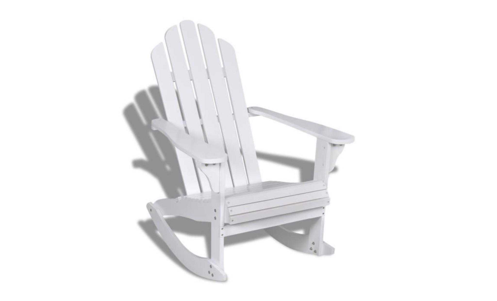 fauteuil à bascule en bois chaise blanc détendu salon jardin patio terrasse