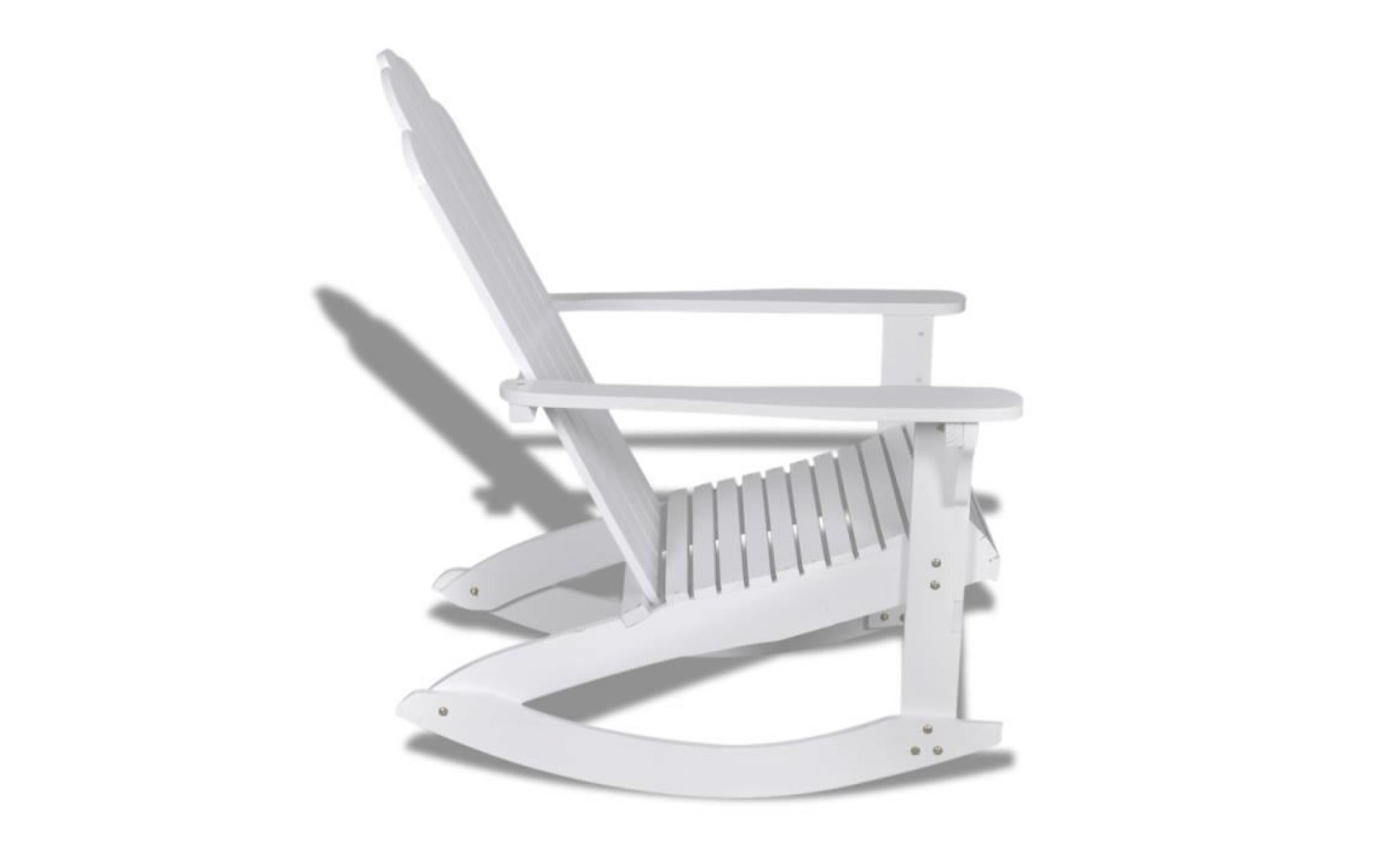 fauteuil à bascule en bois chaise blanc détendu salon jardin patio terrasse pas cher