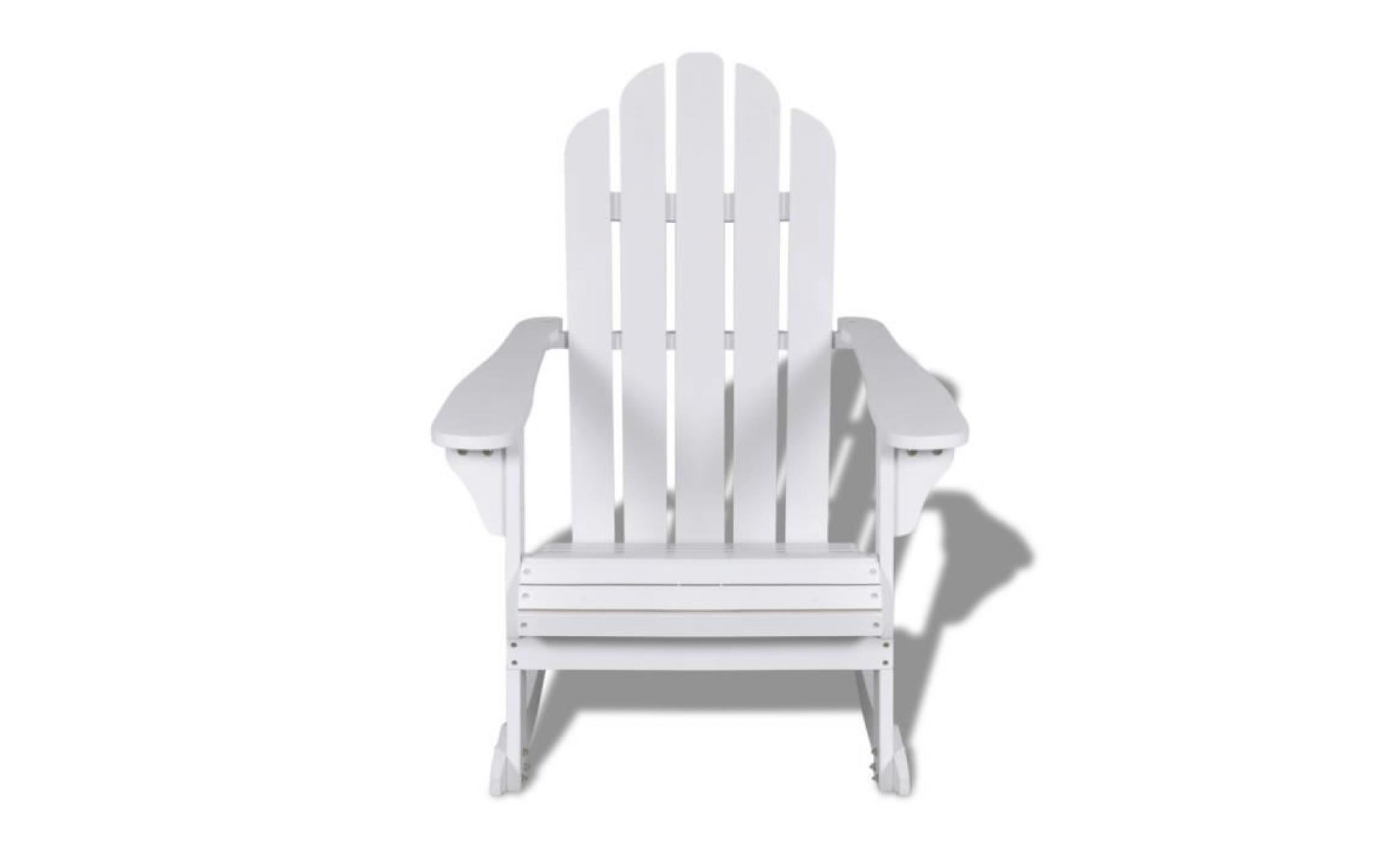 fauteuil à bascule en bois chaise blanc détendu salon jardin patio terrasse pas cher