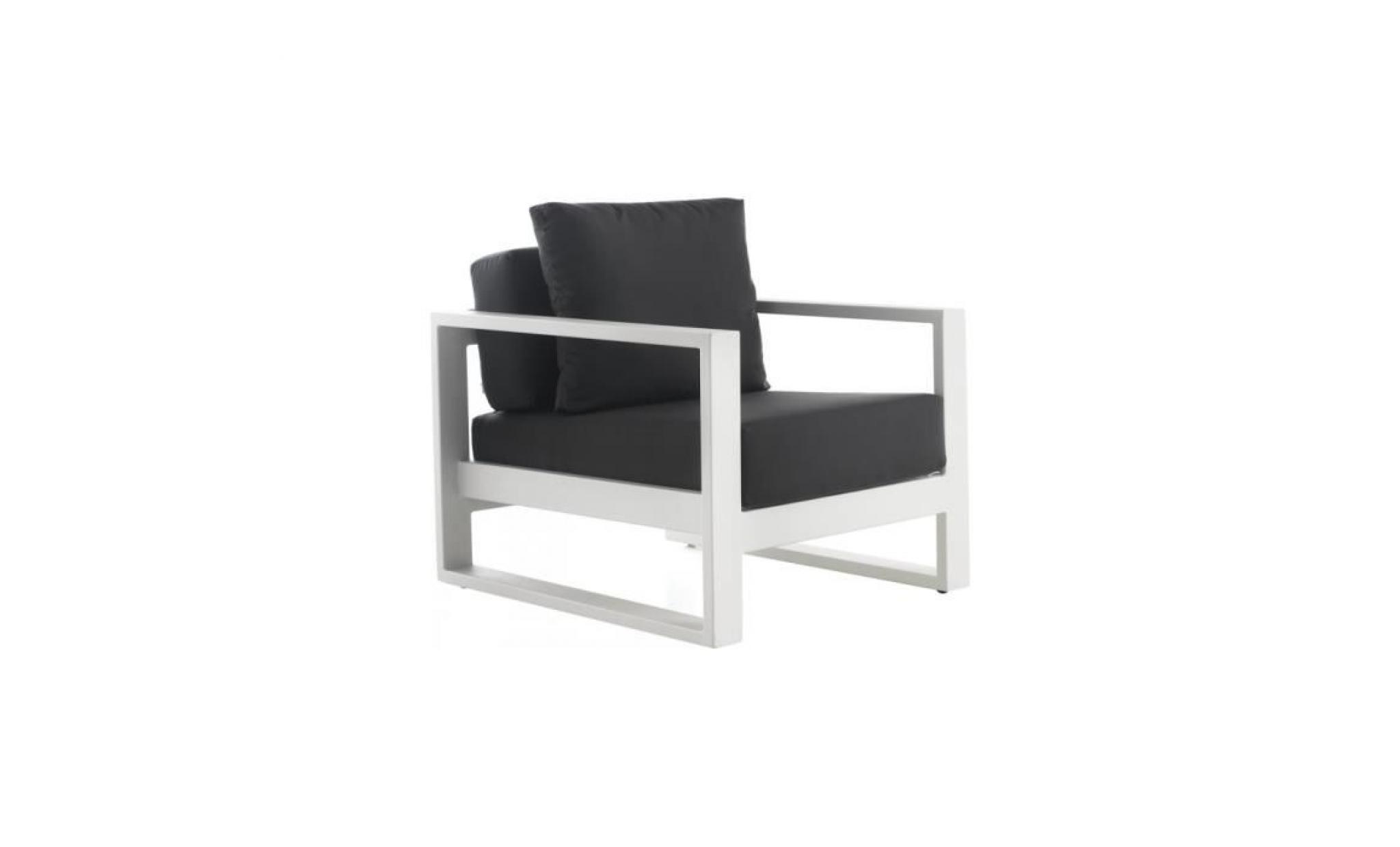 fauteuil aluminium blanc coussin tissu noir – blanco 76 blanc