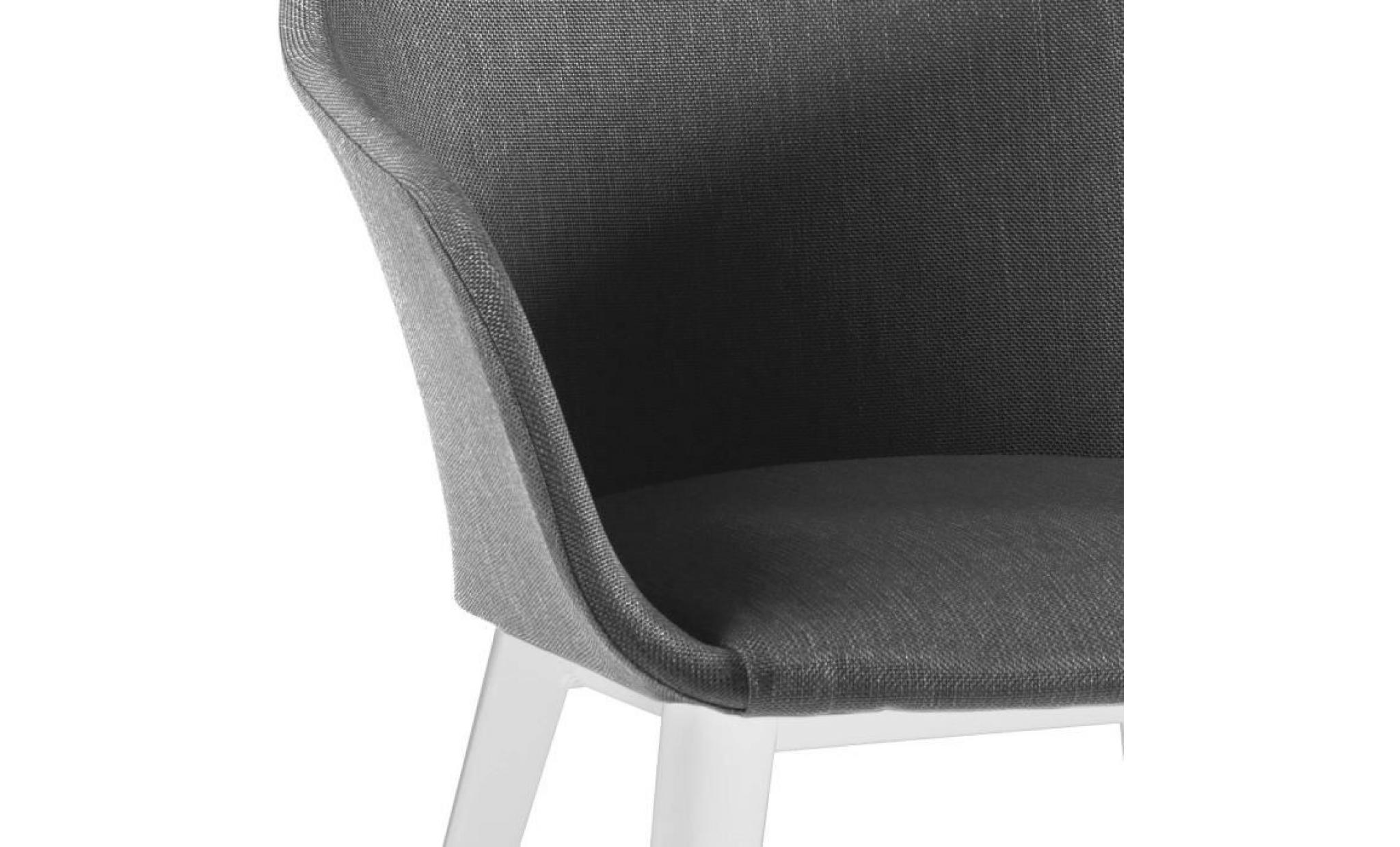 fauteuil caruso en alu blanc et toile olefin grise pas cher