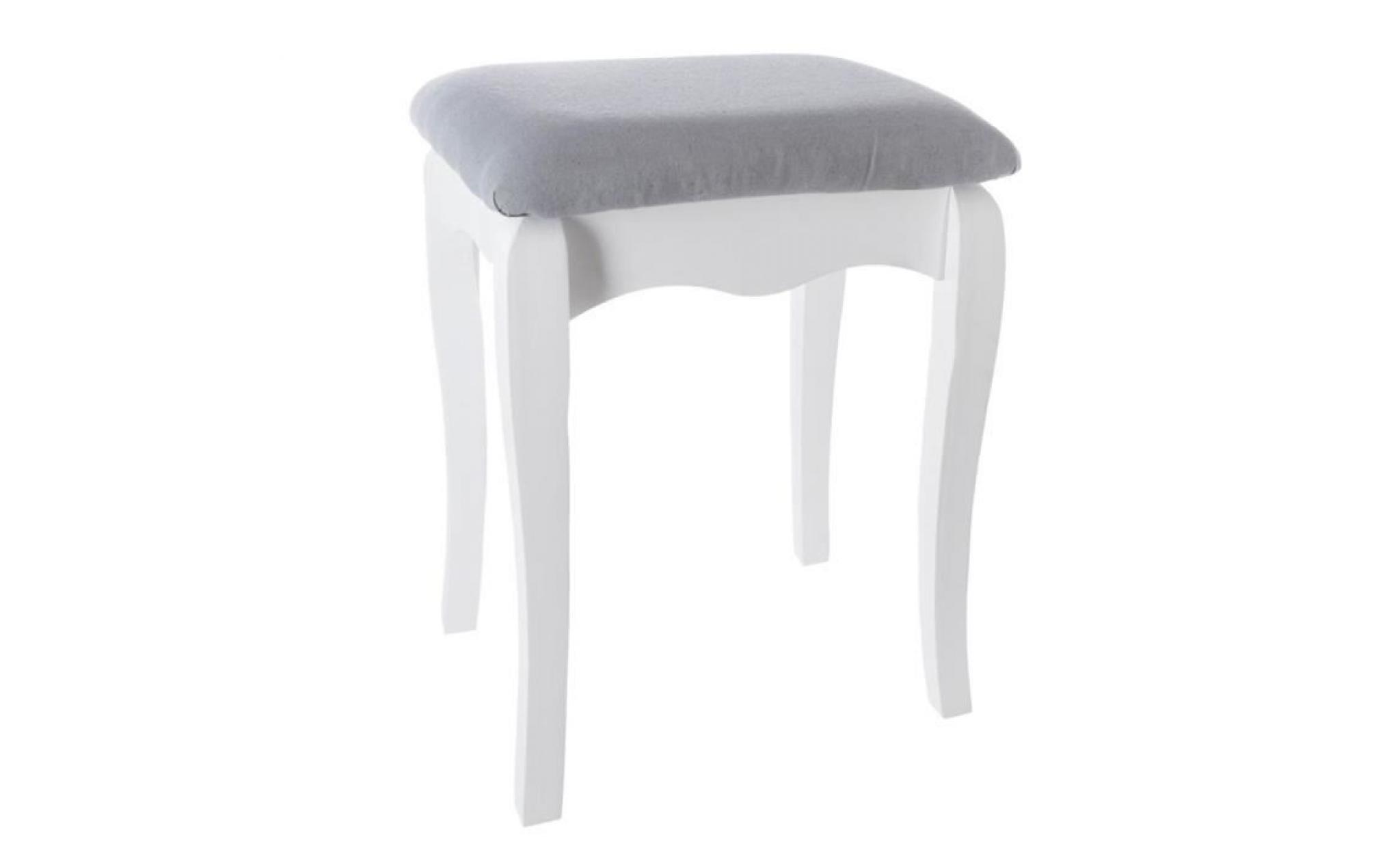 fauteuil de coiffeuse en bois coloris blanc   35 x 28 x 45 cm