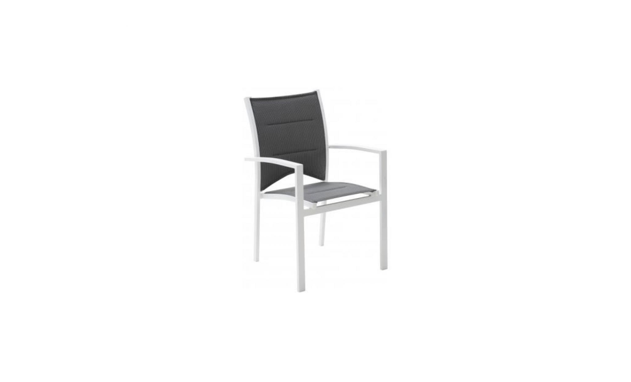 fauteuil de jardin aluminium blanc textilène gris