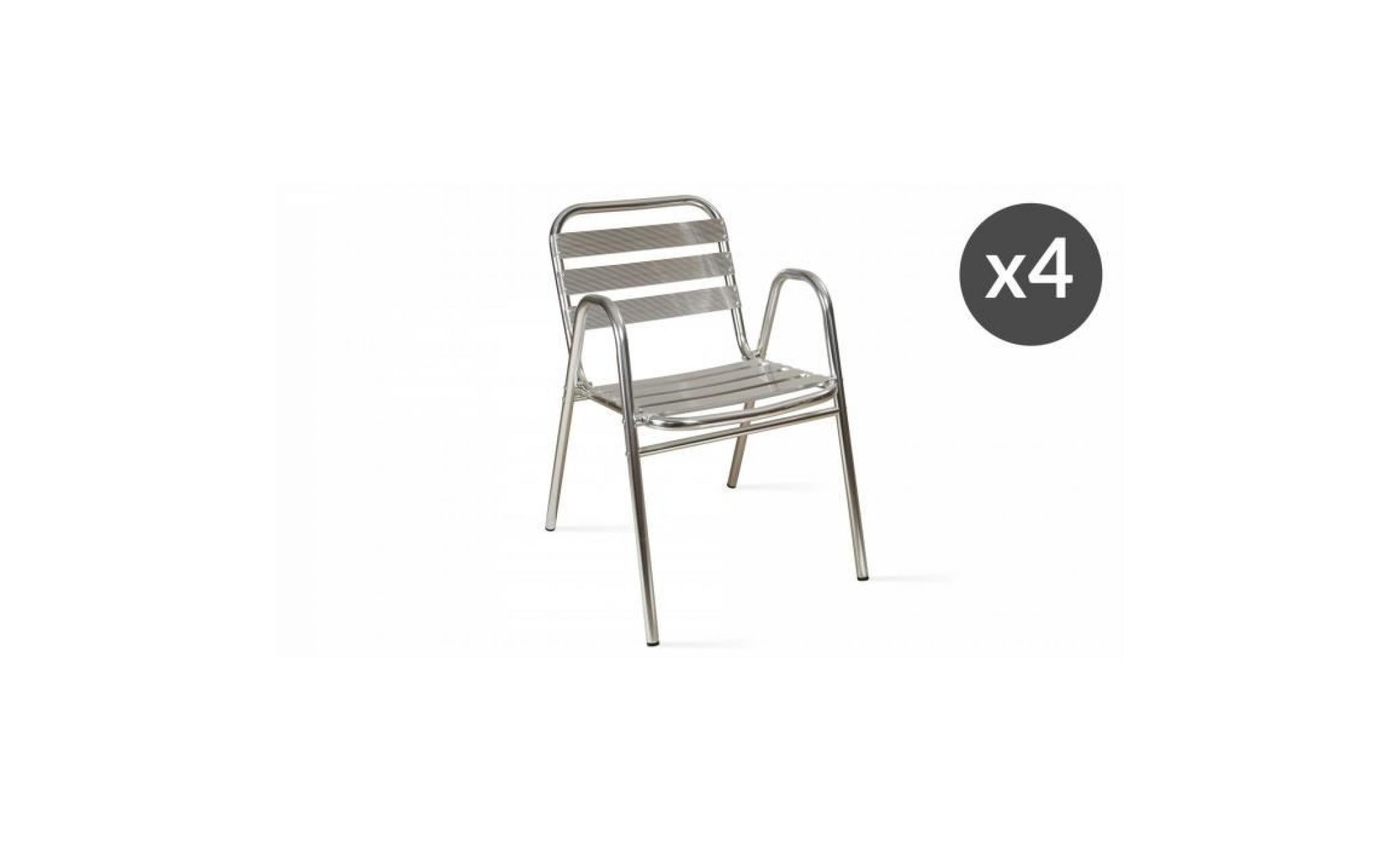 fauteuil de jardin aluminium lot de 4