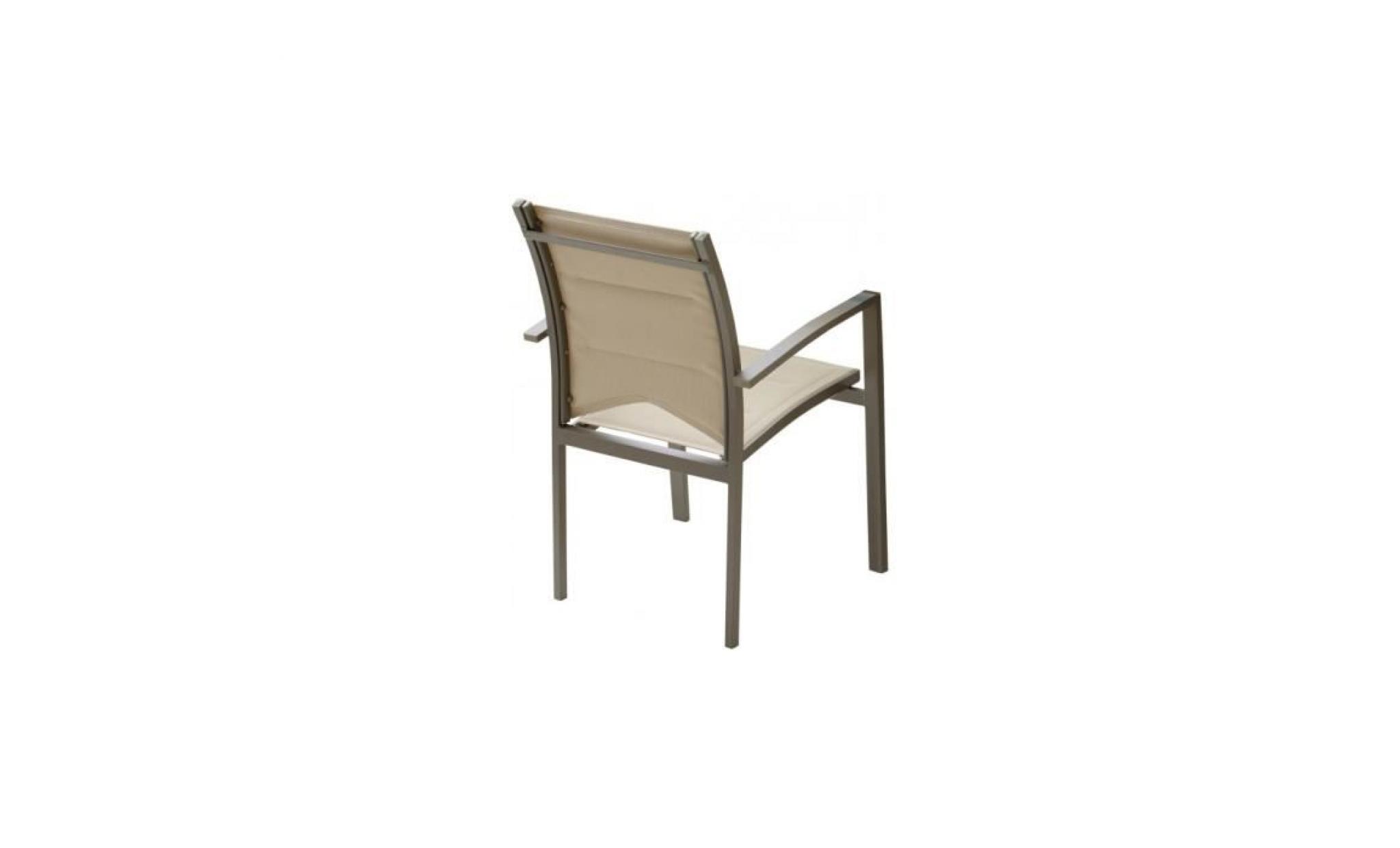 fauteuil de jardin aluminium taupe textilène écru pas cher