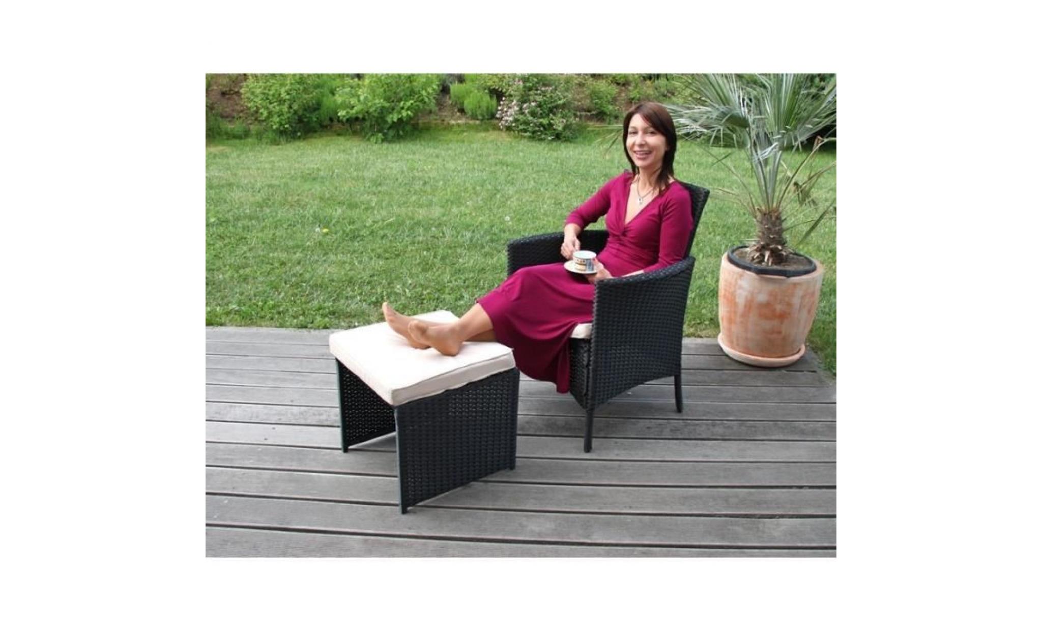 fauteuil de jardin avec coussin rasmus   plastique noir   couleur principale:noir pas cher