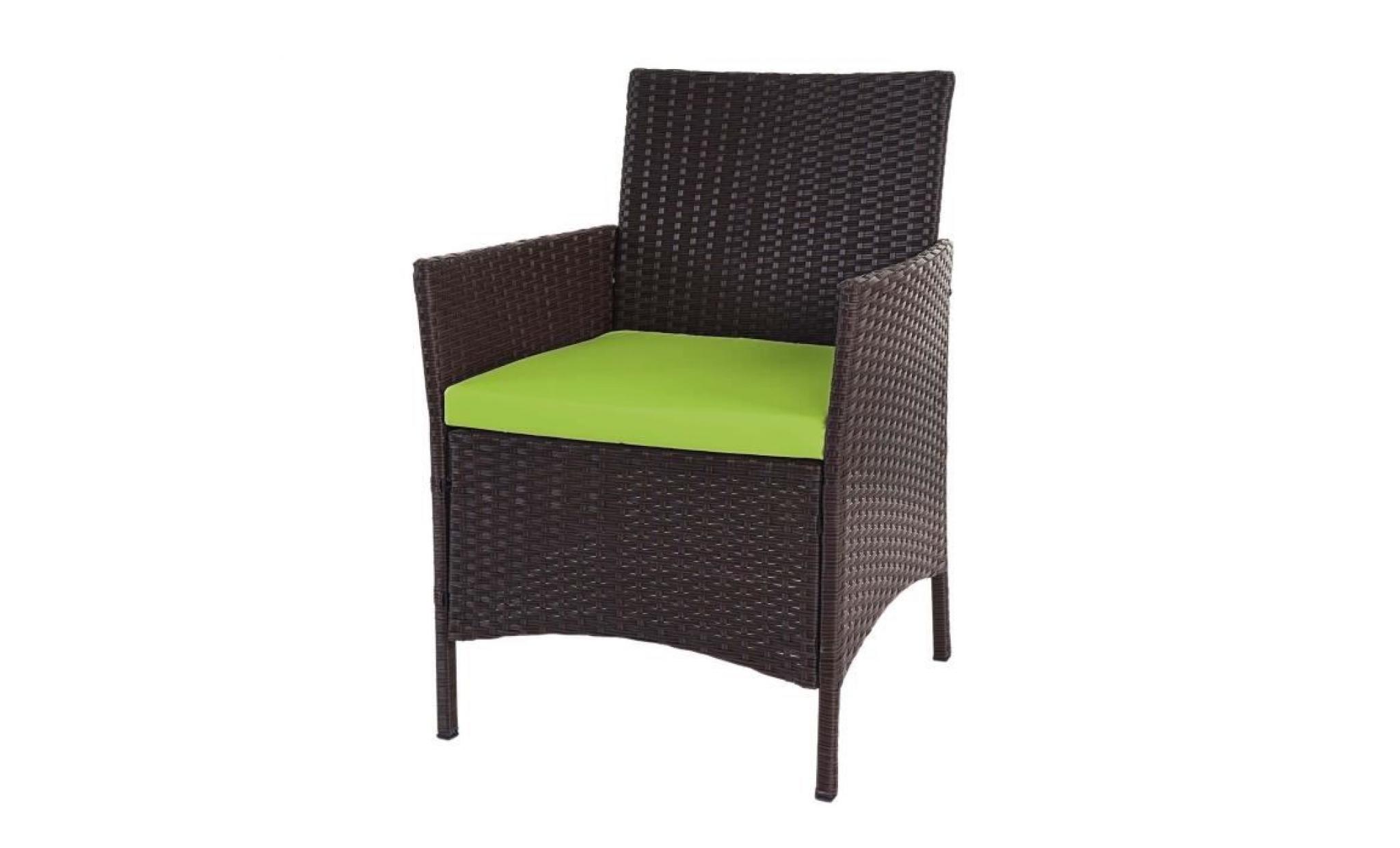 fauteuil de jardin avec coussin vert inigo x2   plastique marron   couleur principale:marron