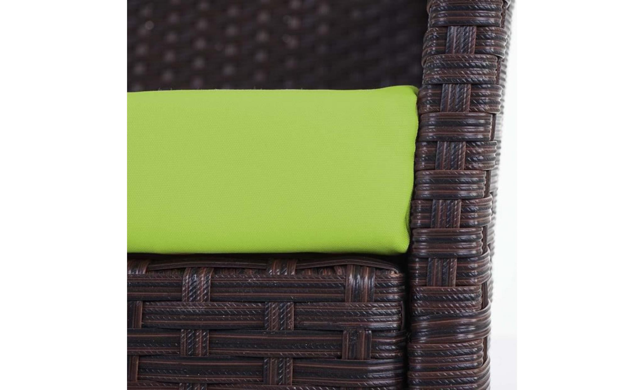 fauteuil de jardin avec coussin vert inigo x2   plastique marron   couleur principale:marron pas cher