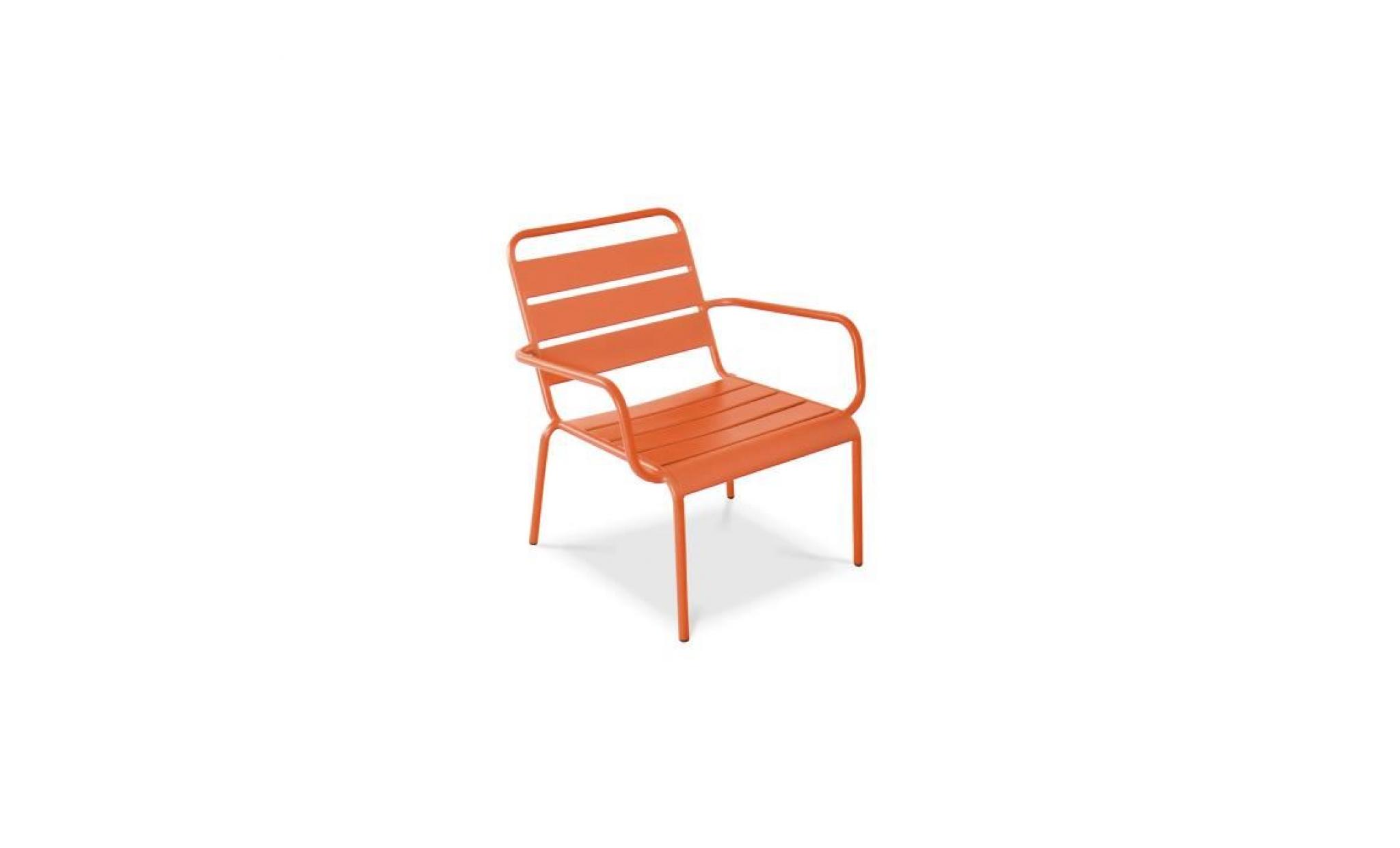 fauteuil de jardin bas en métal orange