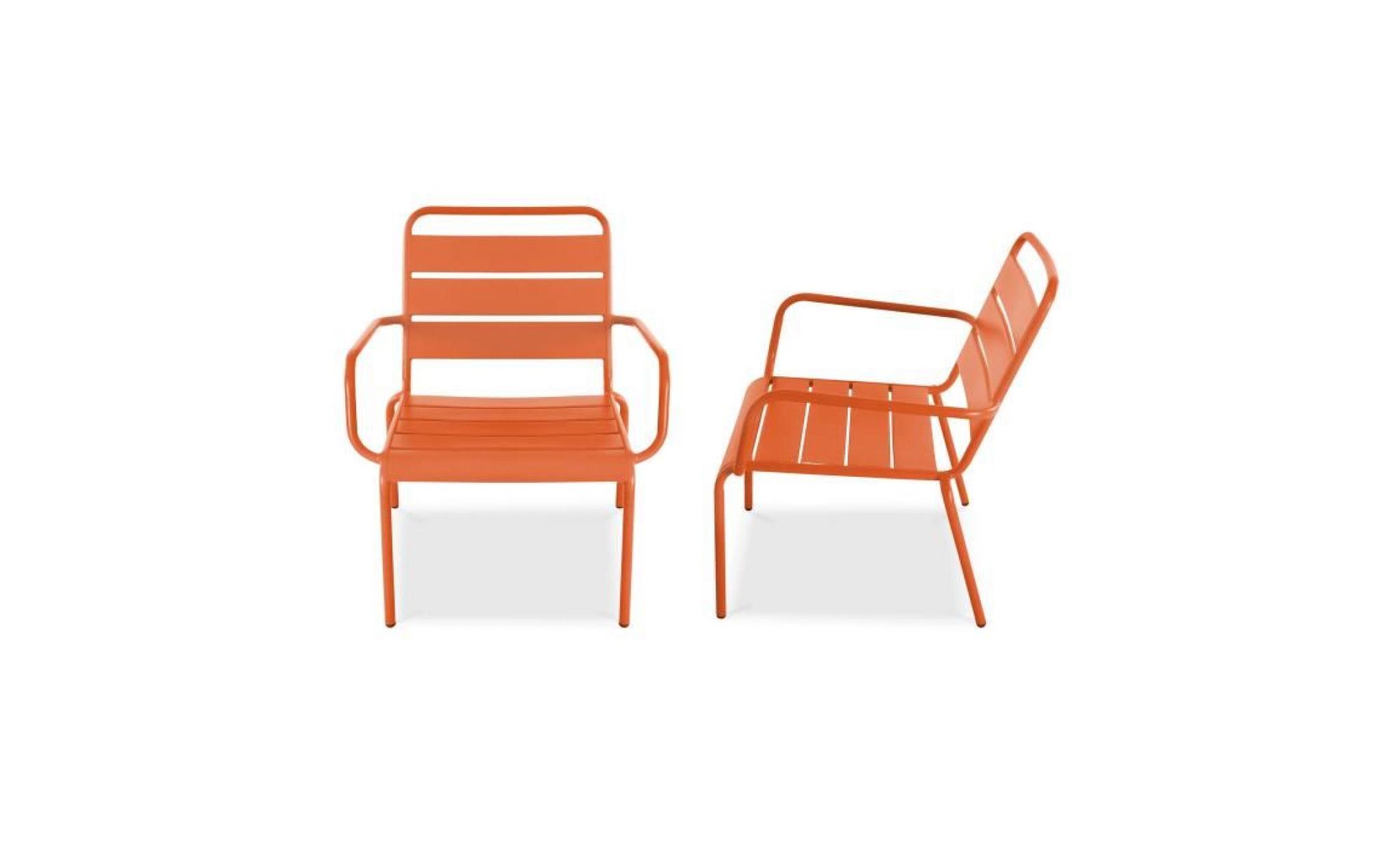 fauteuil de jardin bas en métal orange pas cher