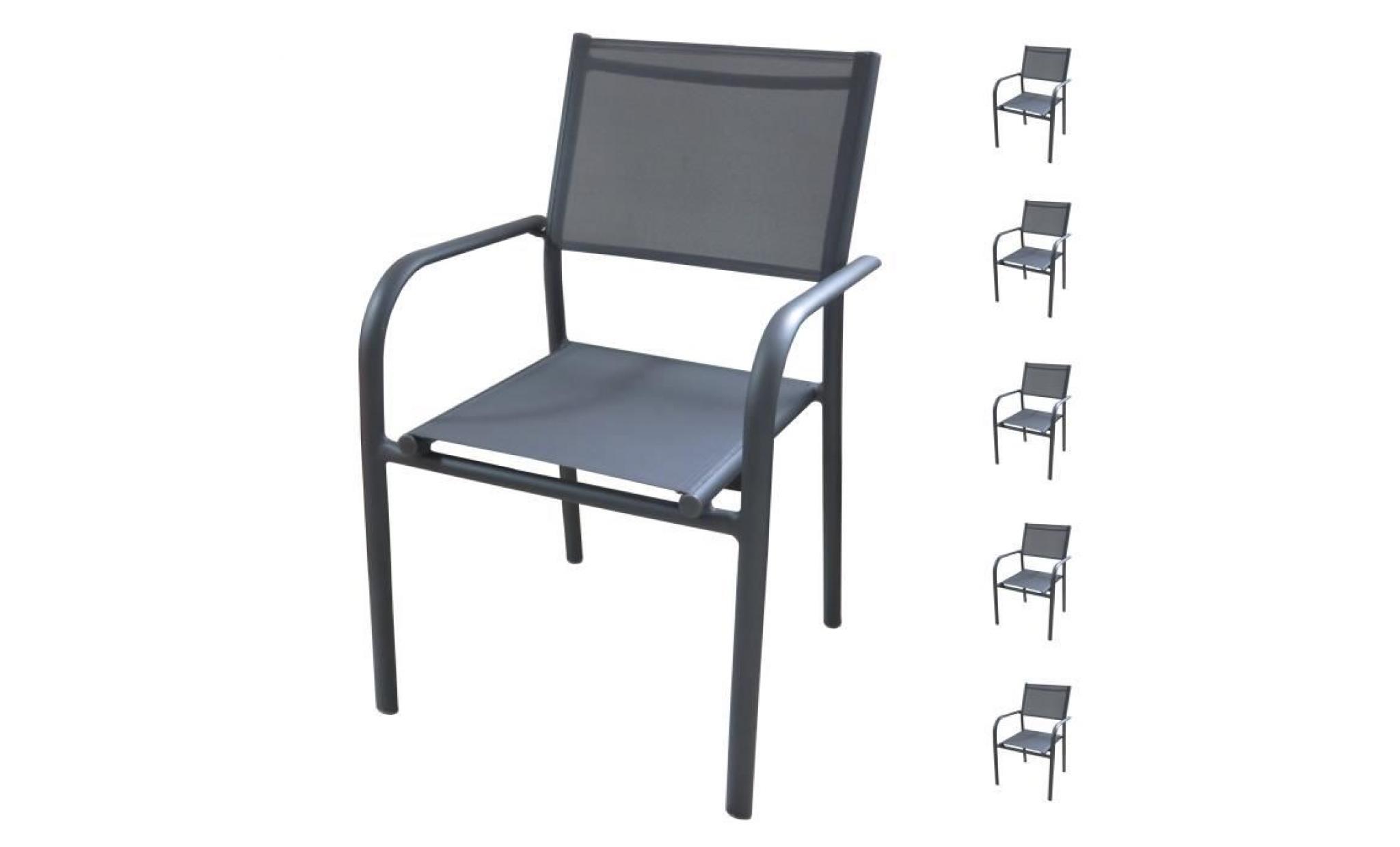 fauteuil de jardin cancun gris ardoise (lot de 6)