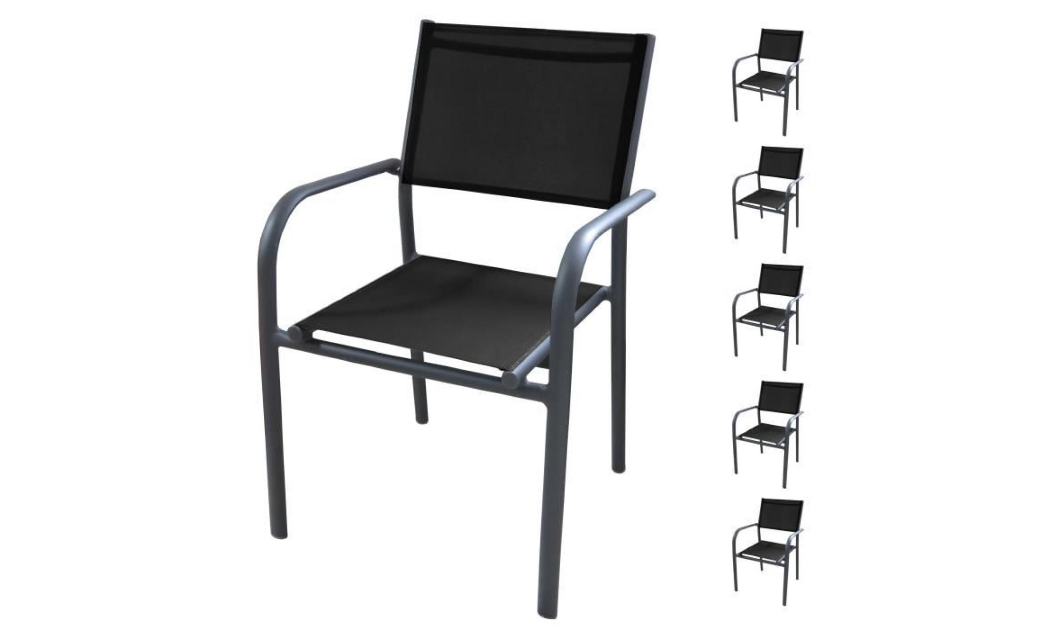 fauteuil de jardin cancun noir (lot de 6)