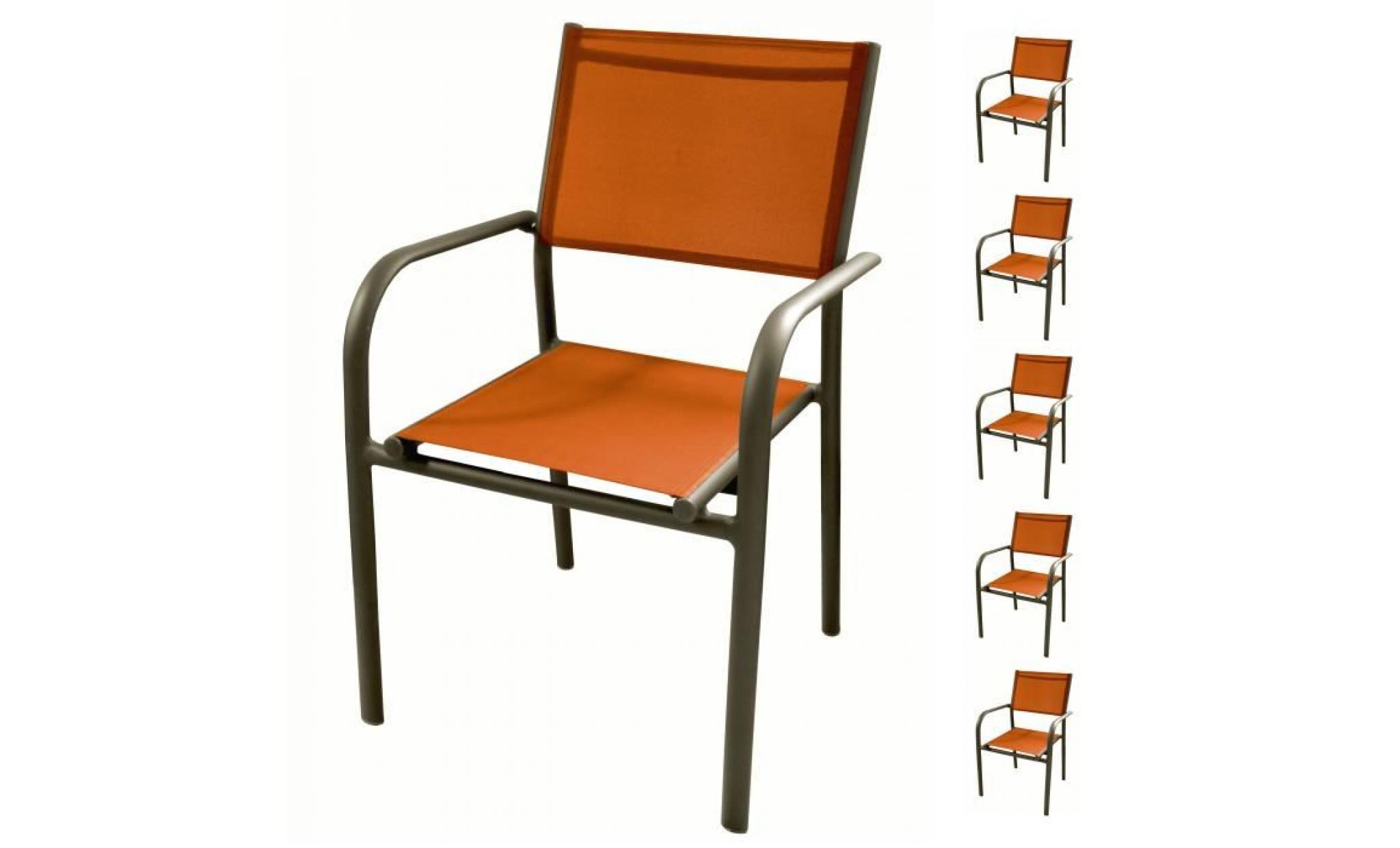 fauteuil de jardin cancun orange (lot de 6)