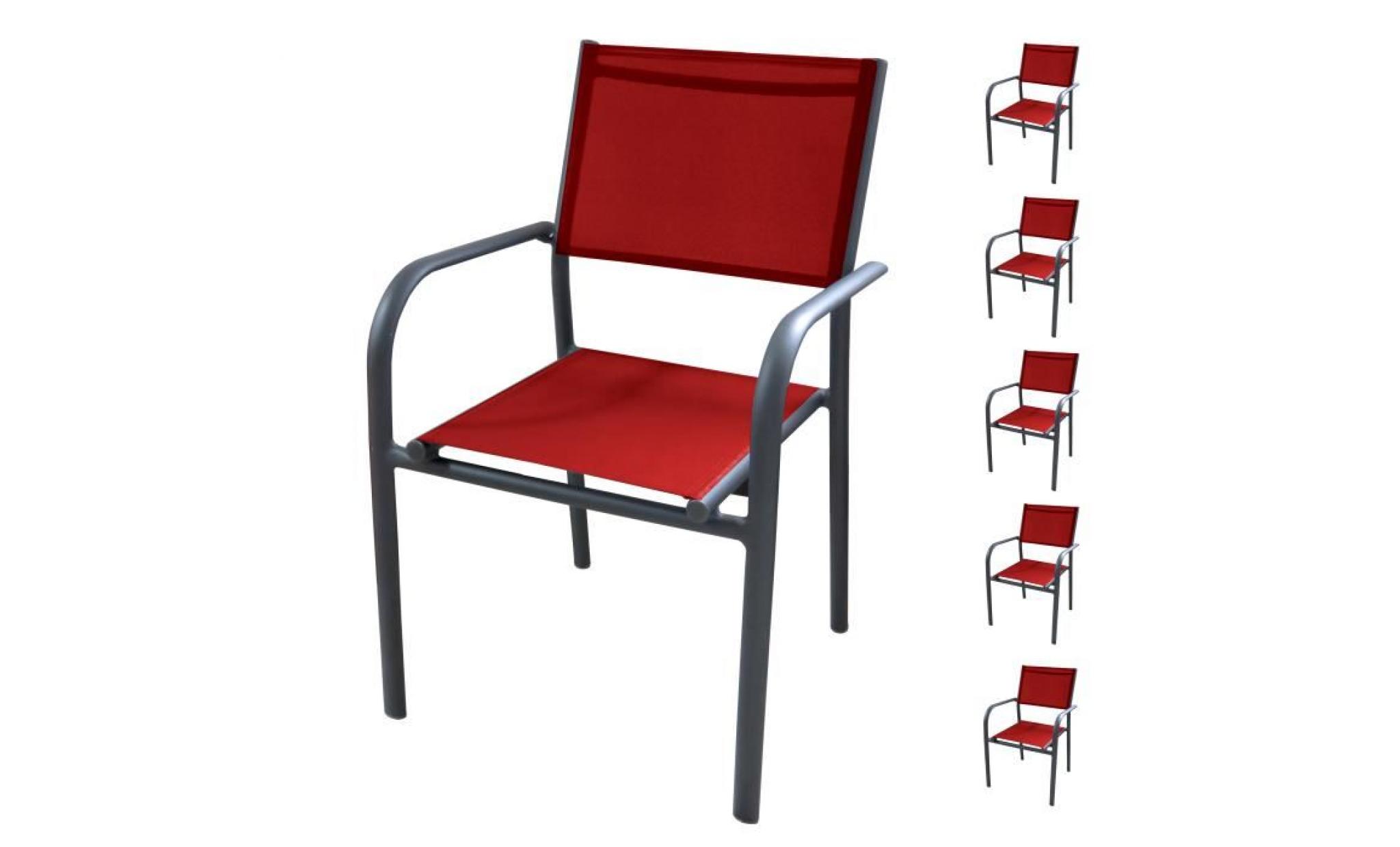 fauteuil de jardin cancun rouge (lot de 6)