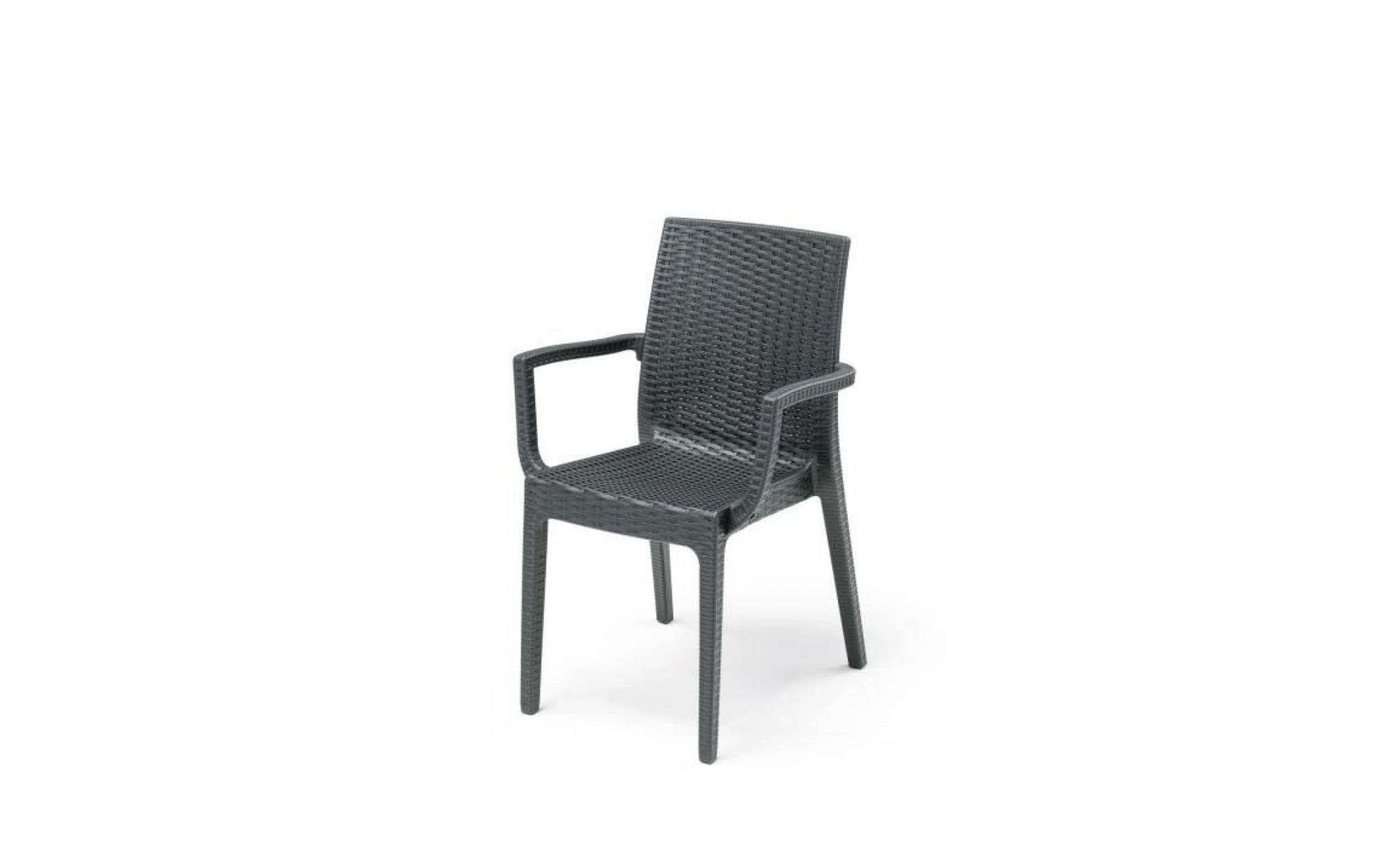 lot de 2 fauteuils de jardin dafné   aspect résine tressée   55 x 54 x 85 cm   gris anthracite