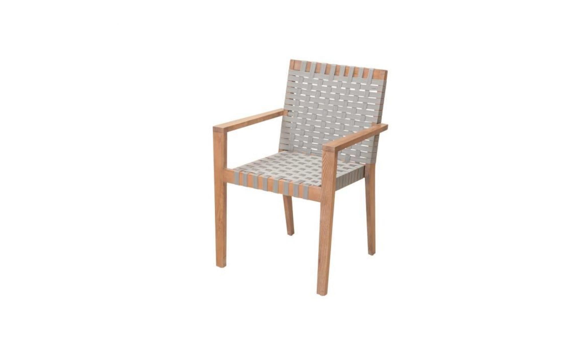 fauteuil de jardin empilable en acacia fsc et lanière grises (lot de 2) zanzibar