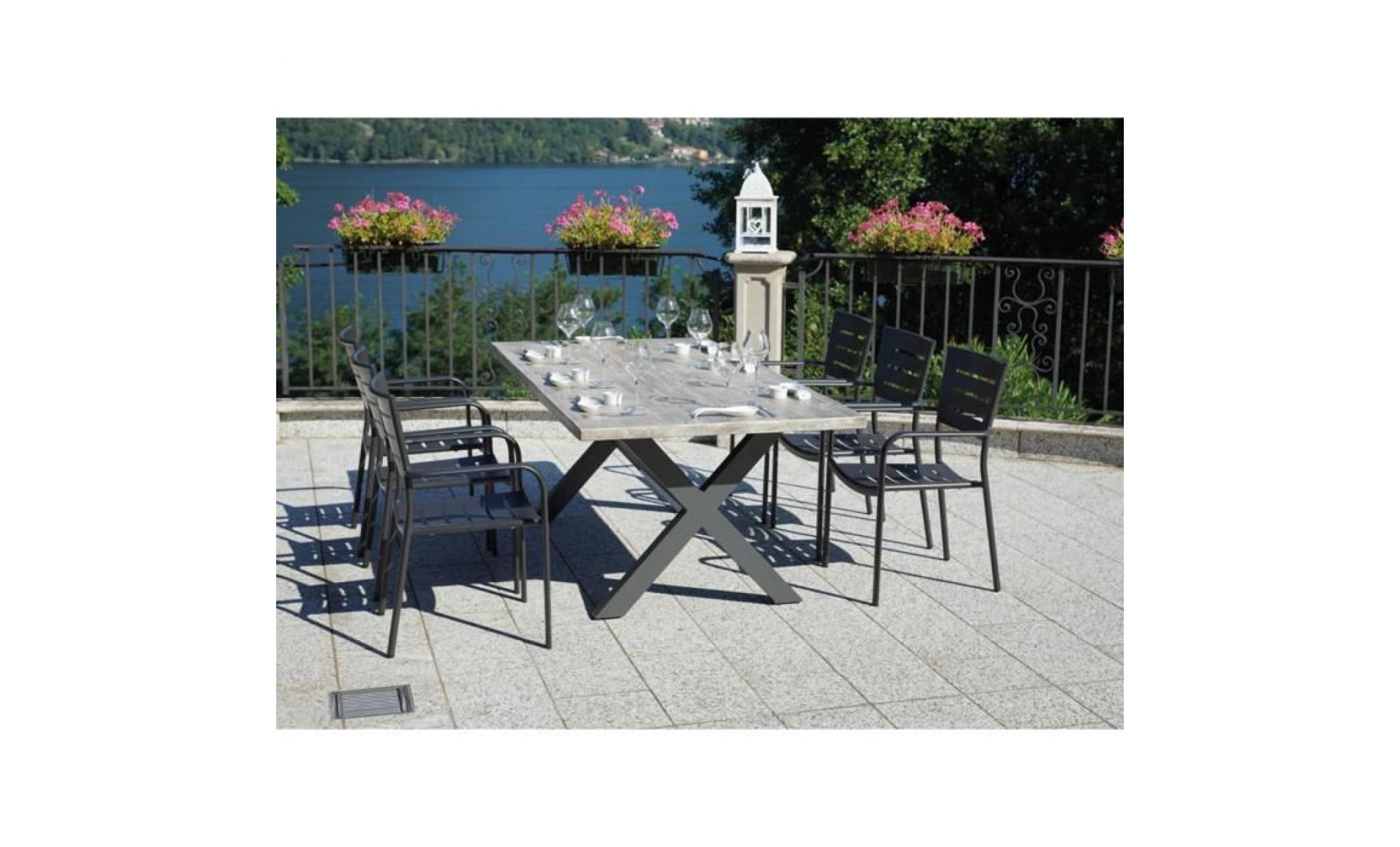 fauteuil de jardin empilable en aluminium coloris gris anthracite   dim : h.87 x l.56 x p.57 cm pas cher