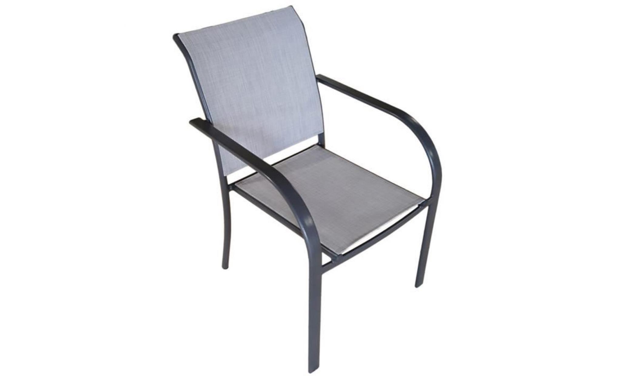 fauteuil de jardin empilable en aluminium gris clair   dim : h87 x l56 x p69 cm