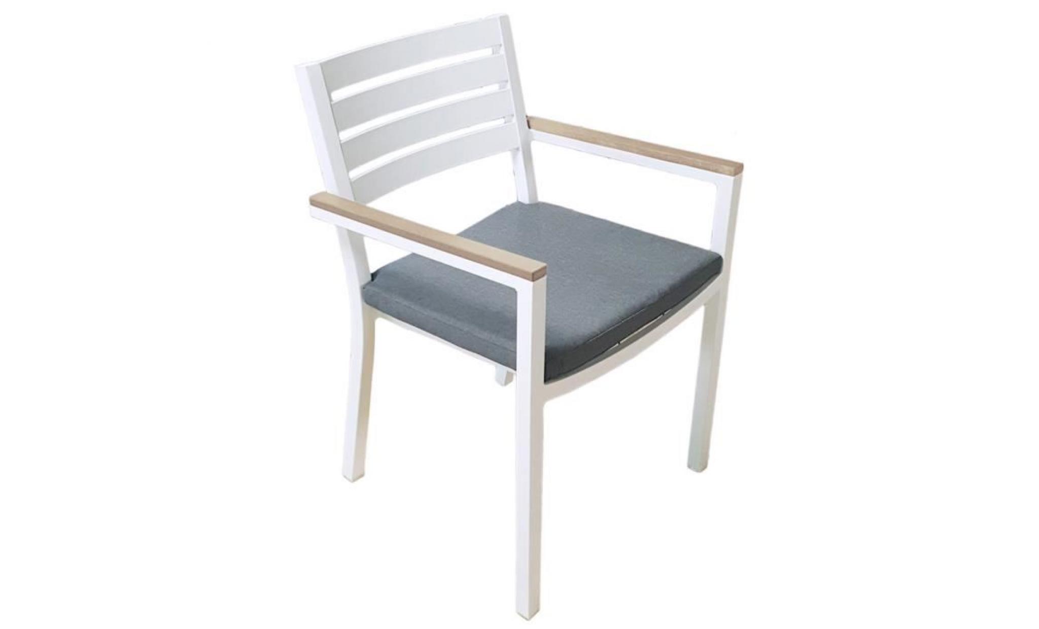 fauteuil de jardin en aluminium coloris blanc   dim : l.55 x h.81 x p.57 cm