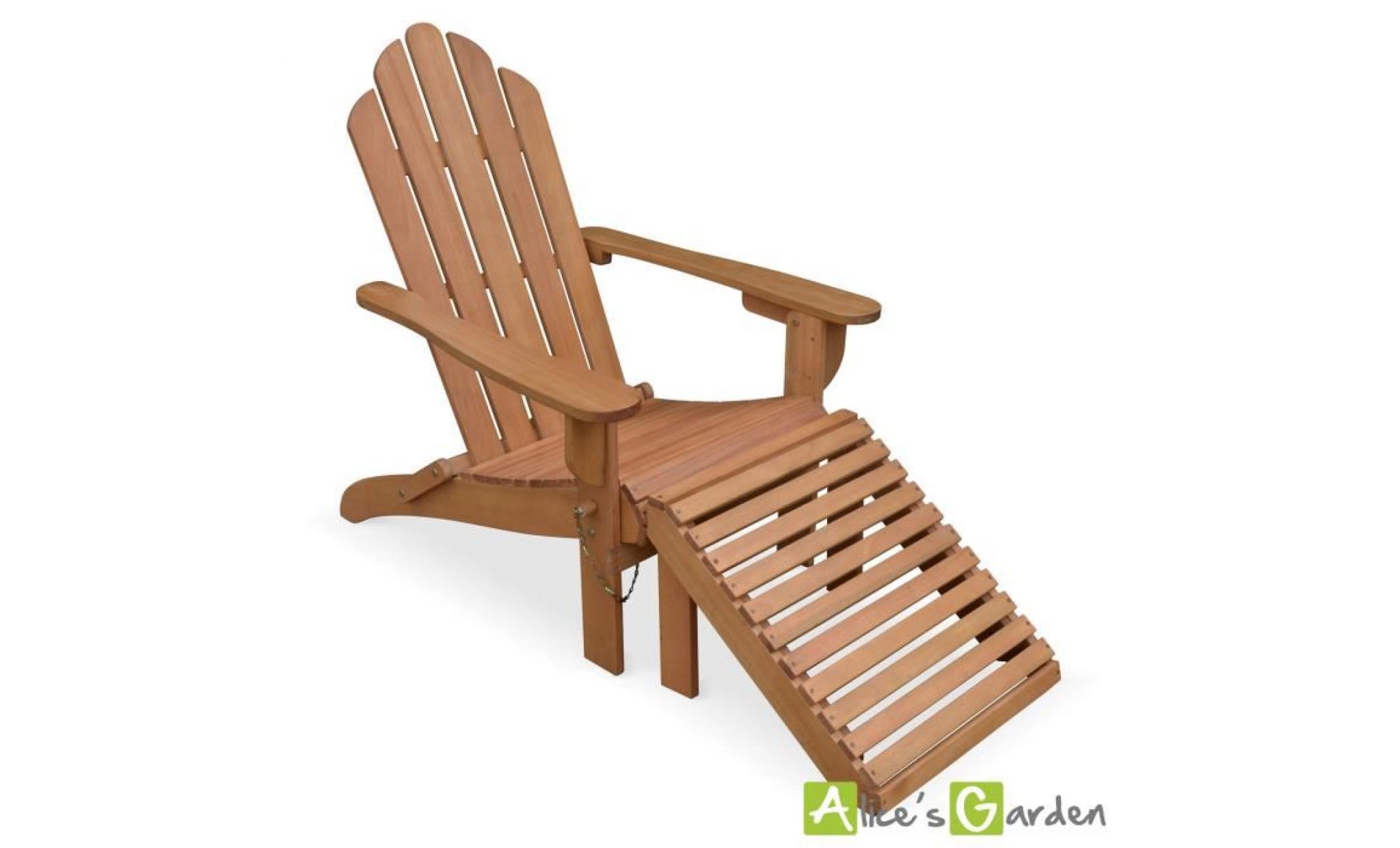 fauteuil de jardin en bois adirondack salamanca eucalyptus fsc avec repose pieds et table basse pas cher