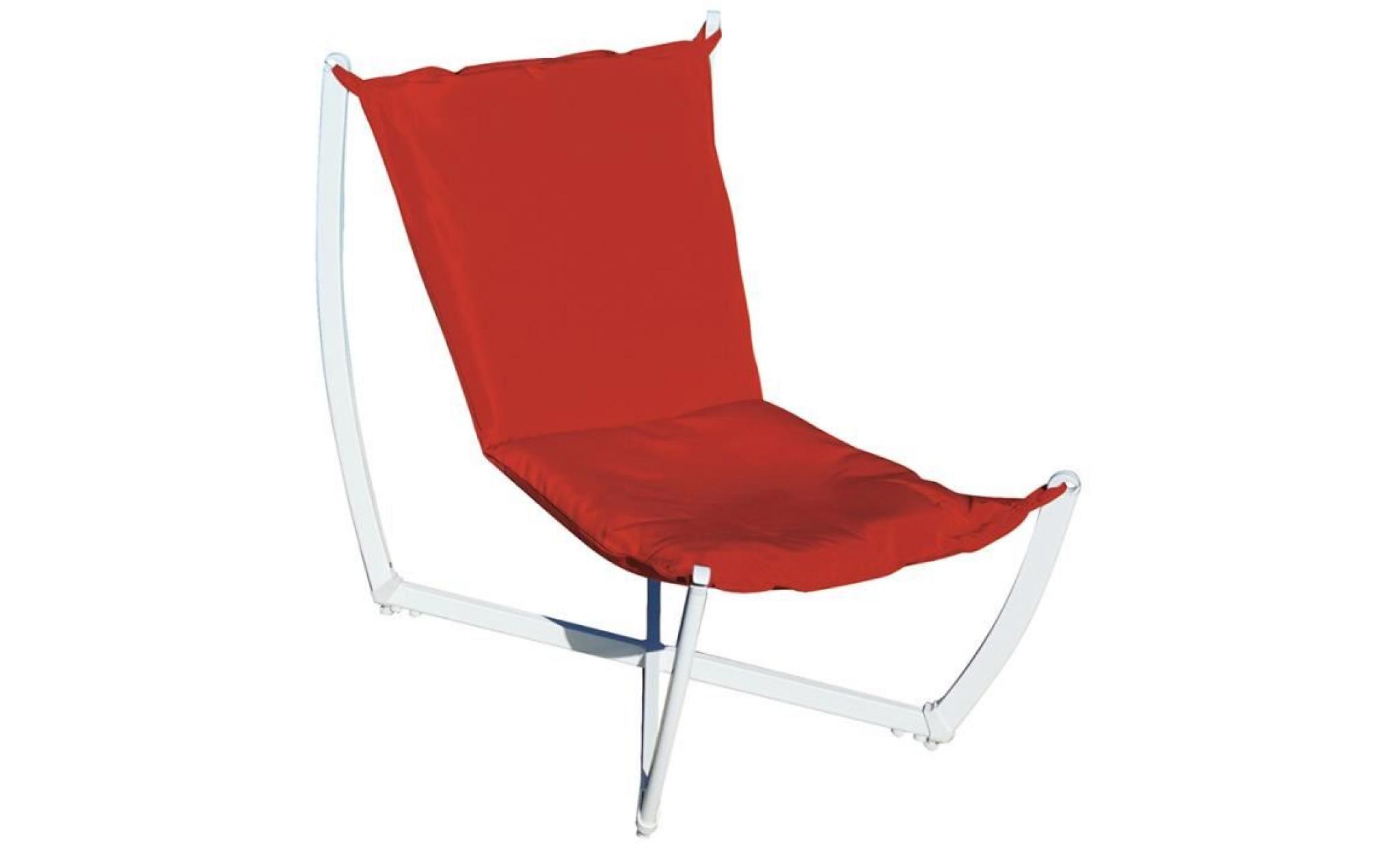 fauteuil de jardin en fer époxy blanc, coloris rouge foncé   dim : h 85 x l 90 x p 70 cm